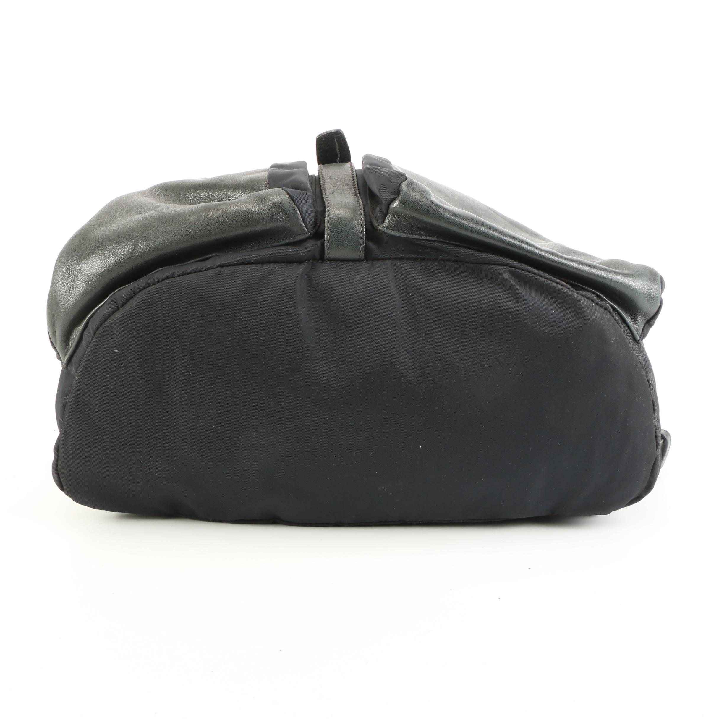 Prada Double Pocket Backpack Bag B8491 in Nylon and Leather