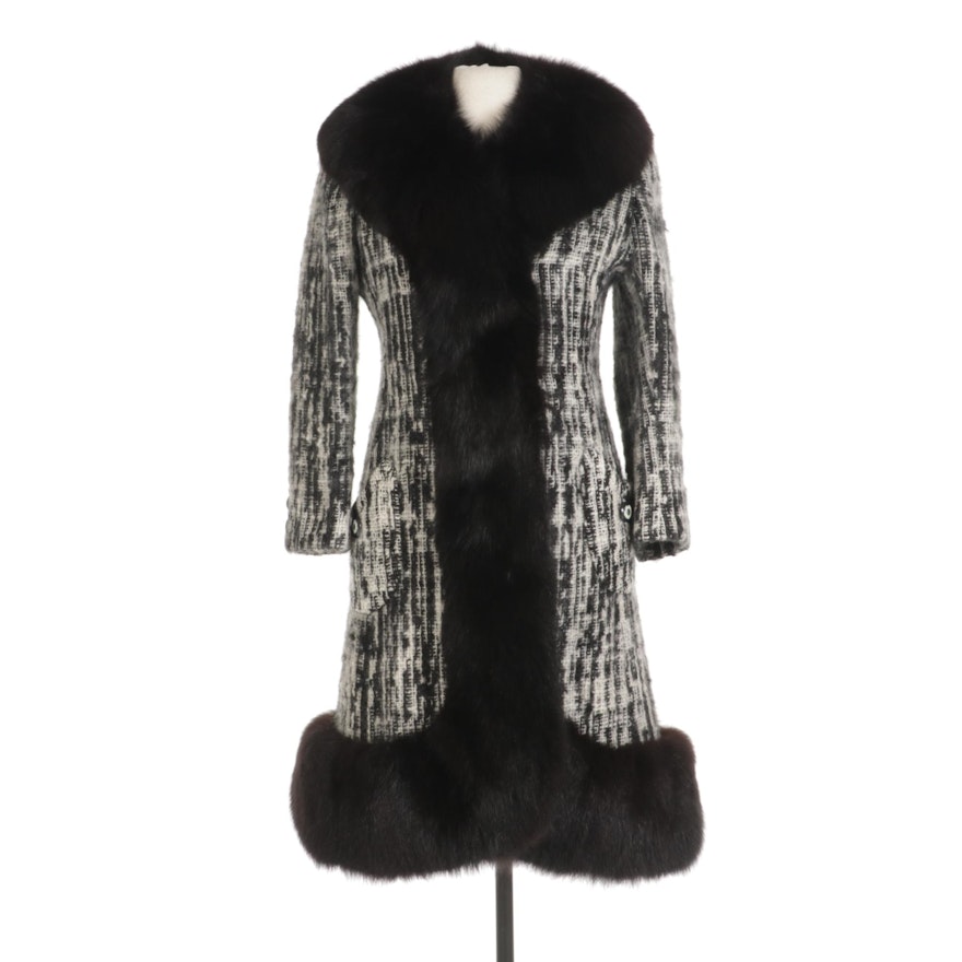 Fox Fur Trimmed Wool Knit Coat From Chudiks