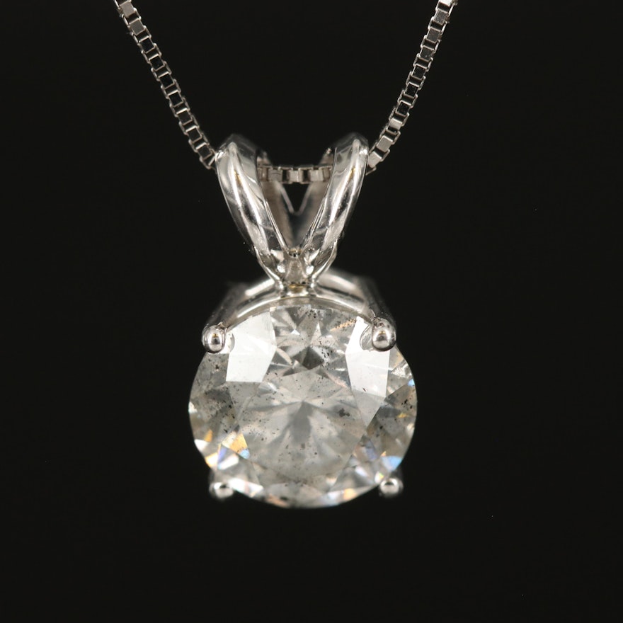 14K 1.50 CT Diamond Solitaire Pendant Necklace