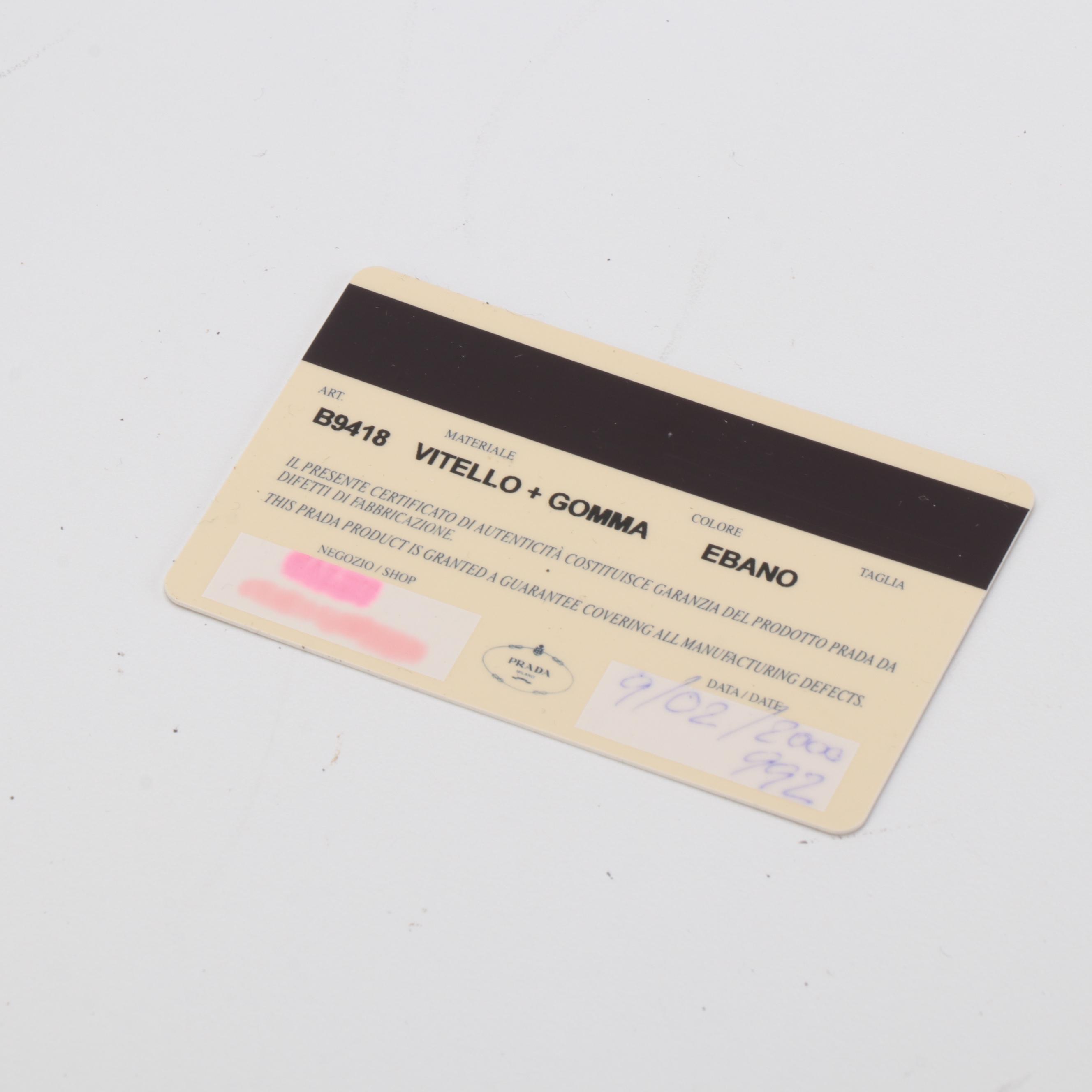 Prada Top Handle Bag in Vitello and Gomma Ebano Leather With Padlock and Key