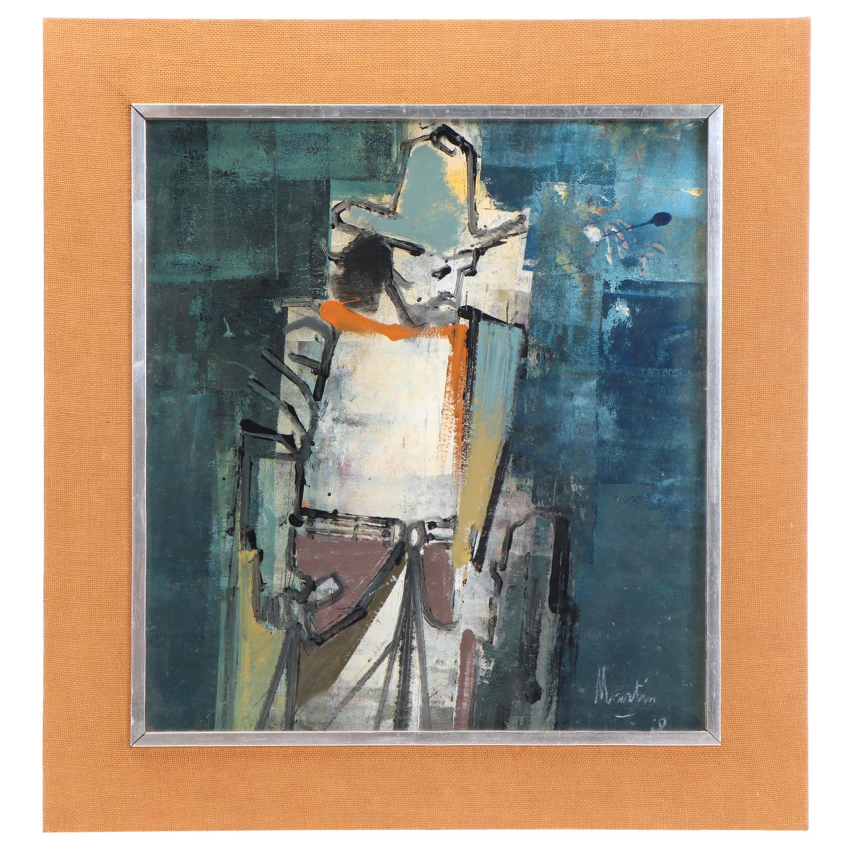 James Martin Abstract Oil Painting of Cowboy, 1978
