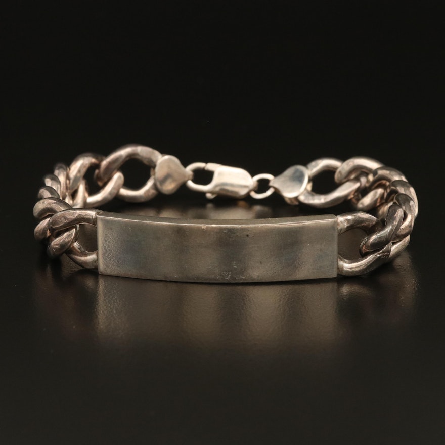 Sterling Curb Chain ID Bracelet