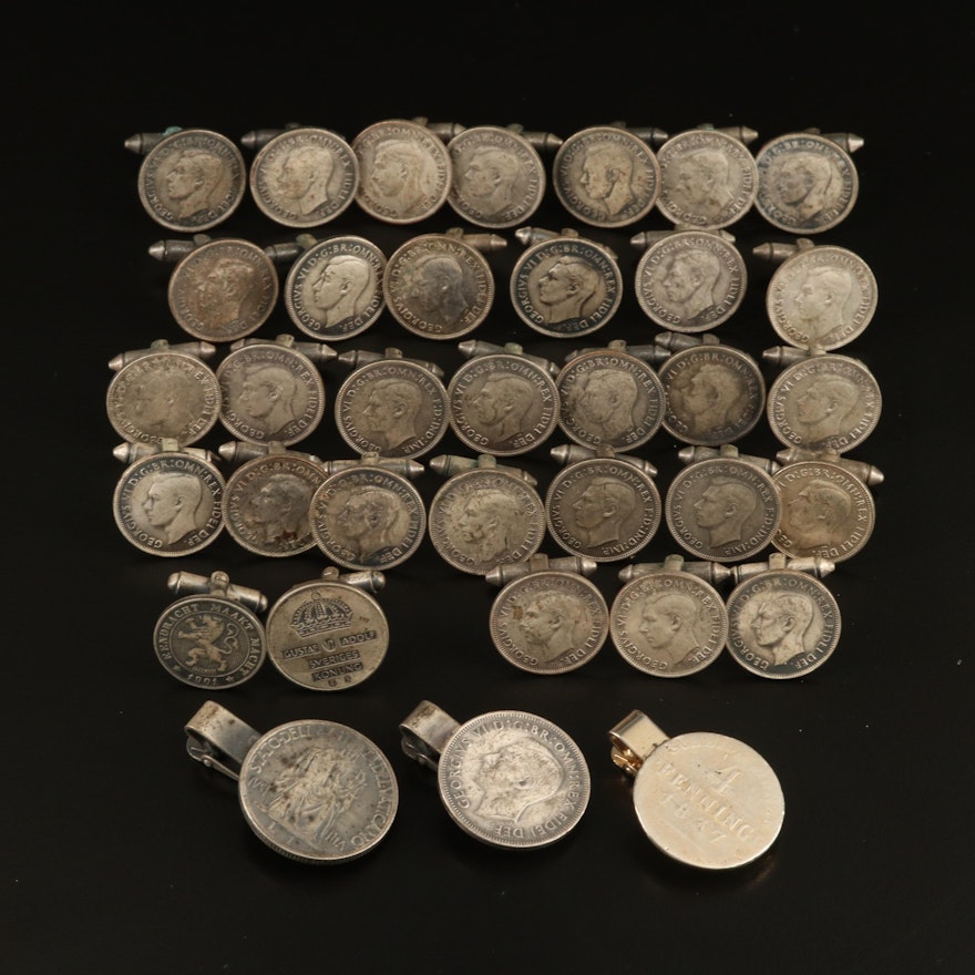 George VI and Other Coin Themed Cufflinks and Tie Clips