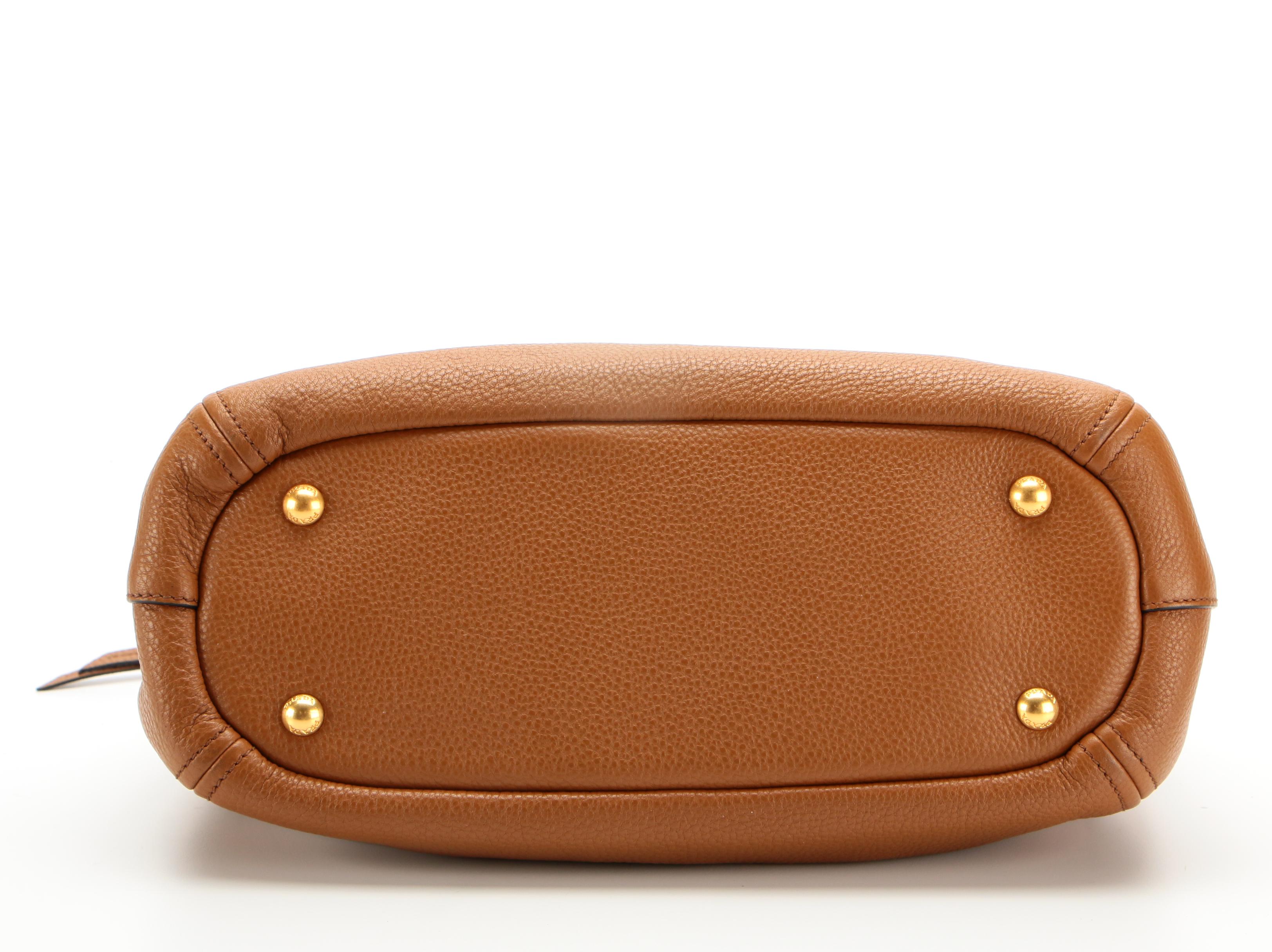 Prada Convertible Zip Bag in Cannella Vitello Phenix Leather