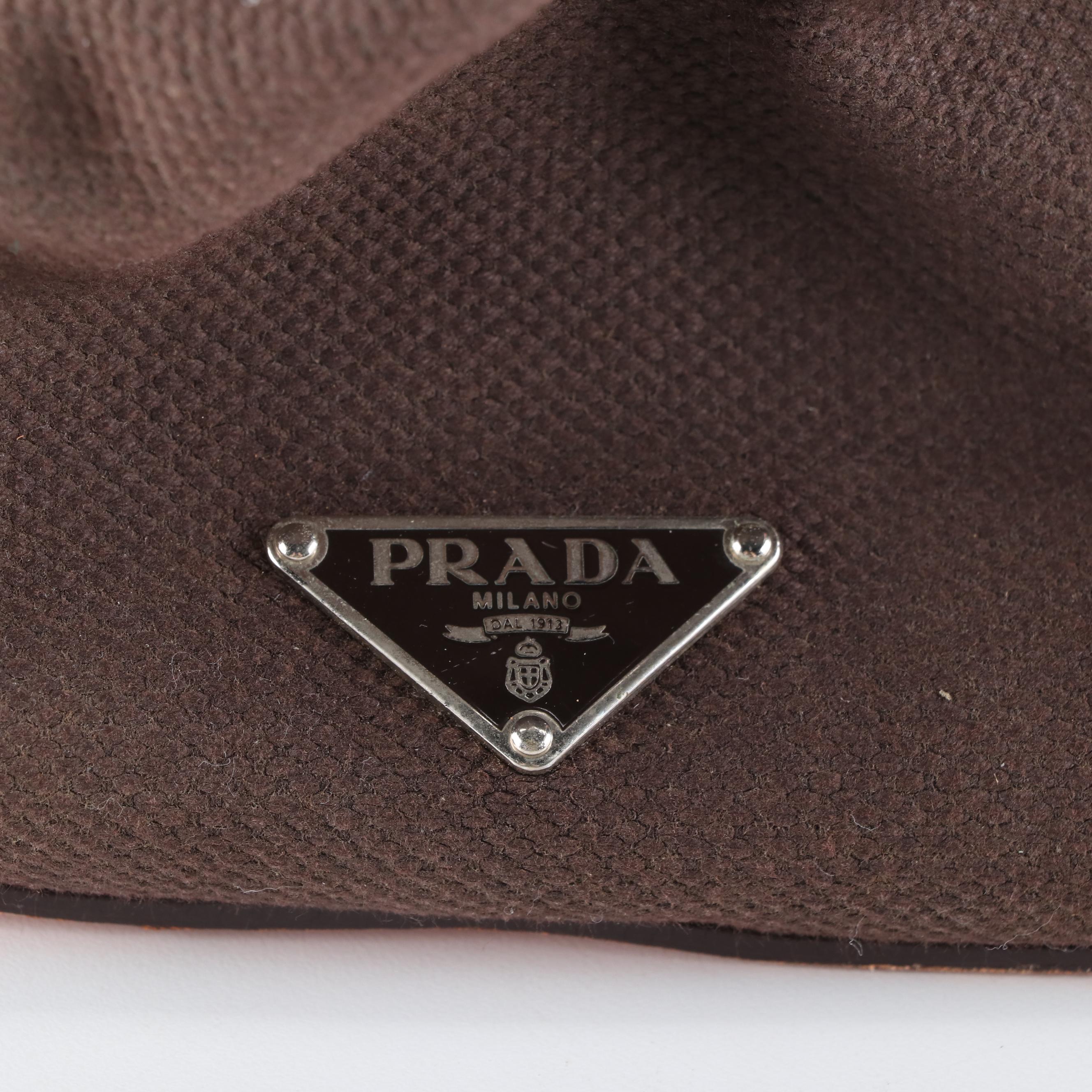 Prada Tote Bag with Flap Closure in Canvas with Leather Trim