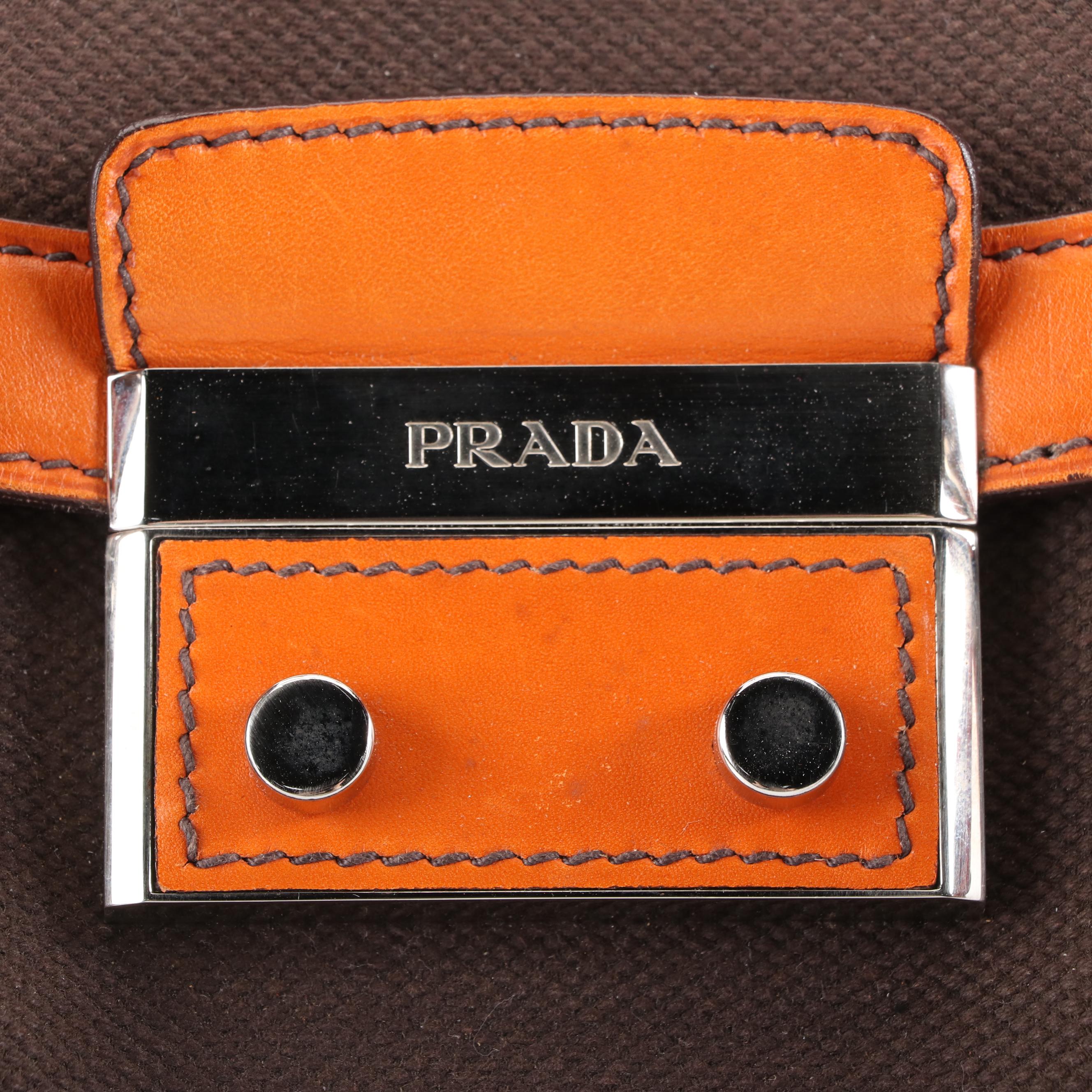 Prada Tote Bag with Flap Closure in Canvas with Leather Trim