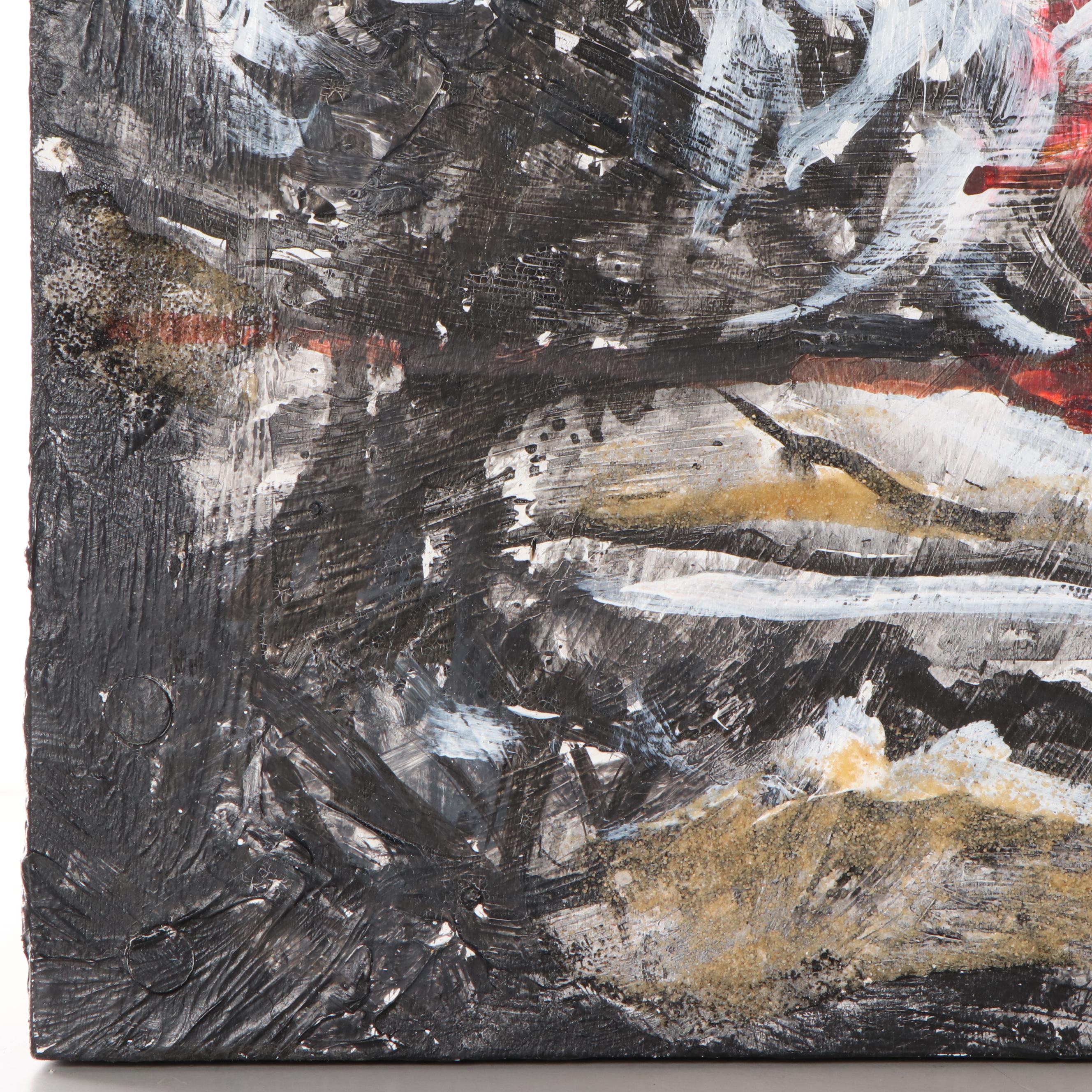 Jeremiah Caudill Acrylic And Collage Painting "Blood Sky," 2009