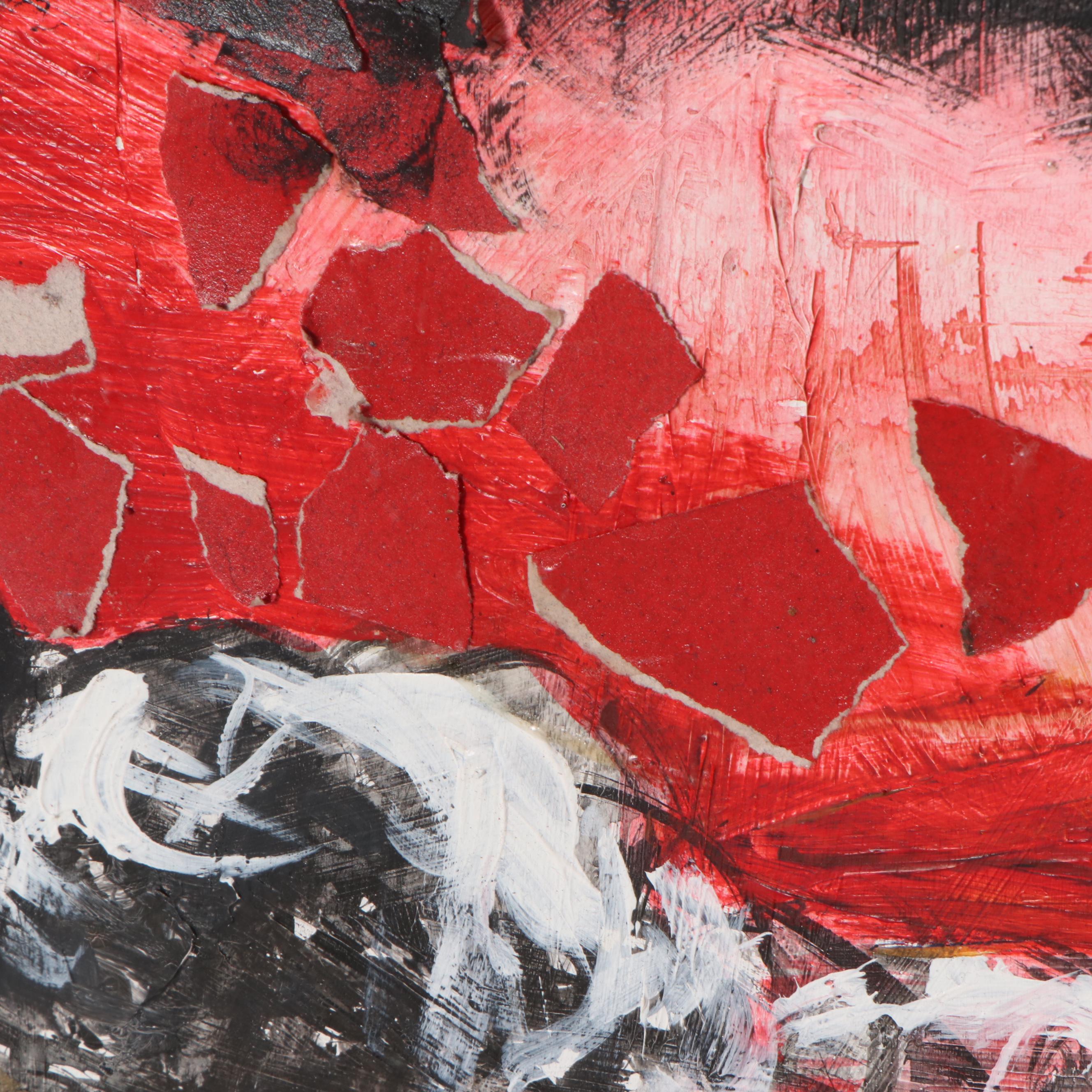 Jeremiah Caudill Acrylic And Collage Painting "Blood Sky," 2009