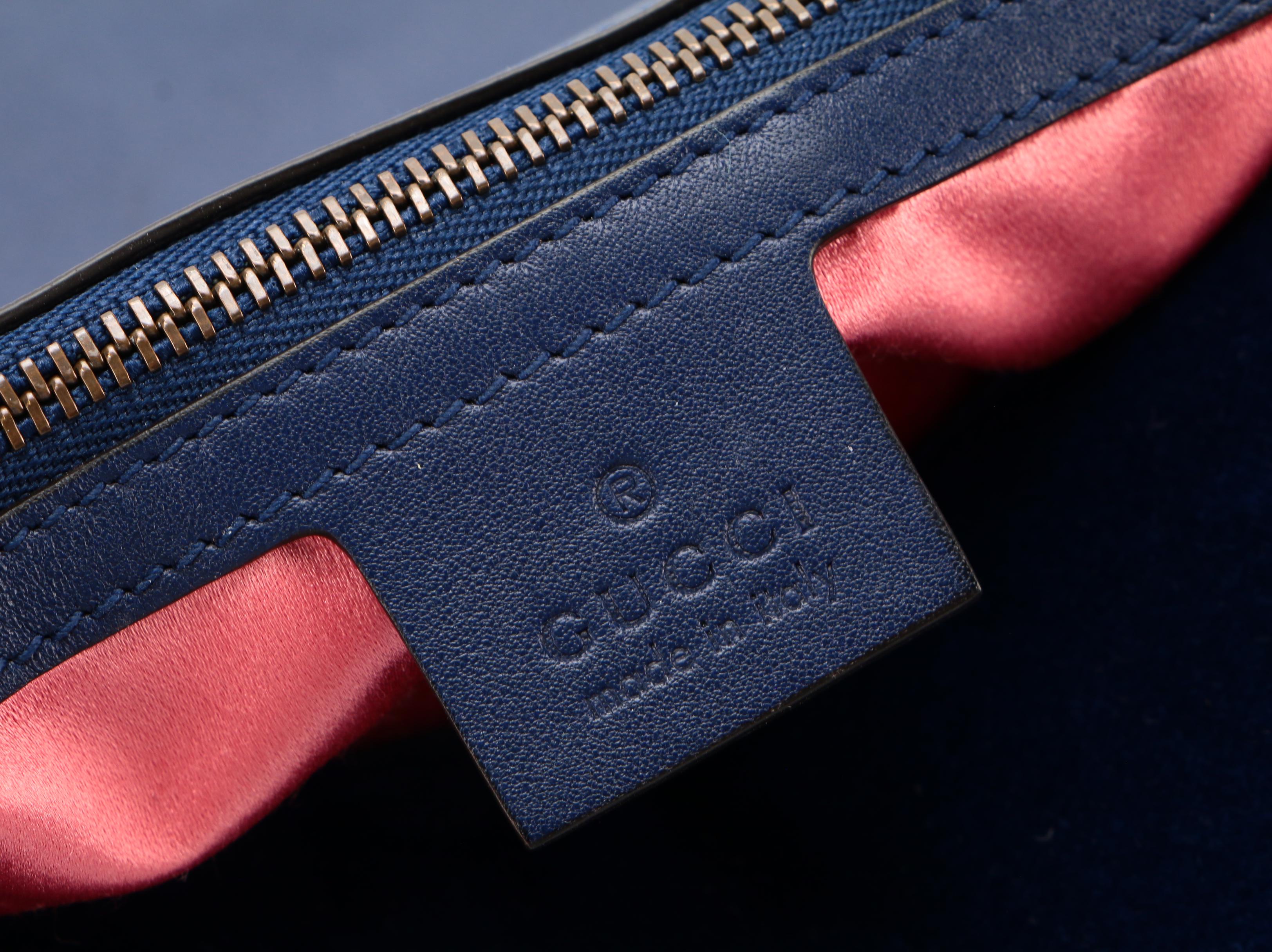 Gucci GG Marmont Shoulder Bag in Cobalt Blue Matelassé Velvet