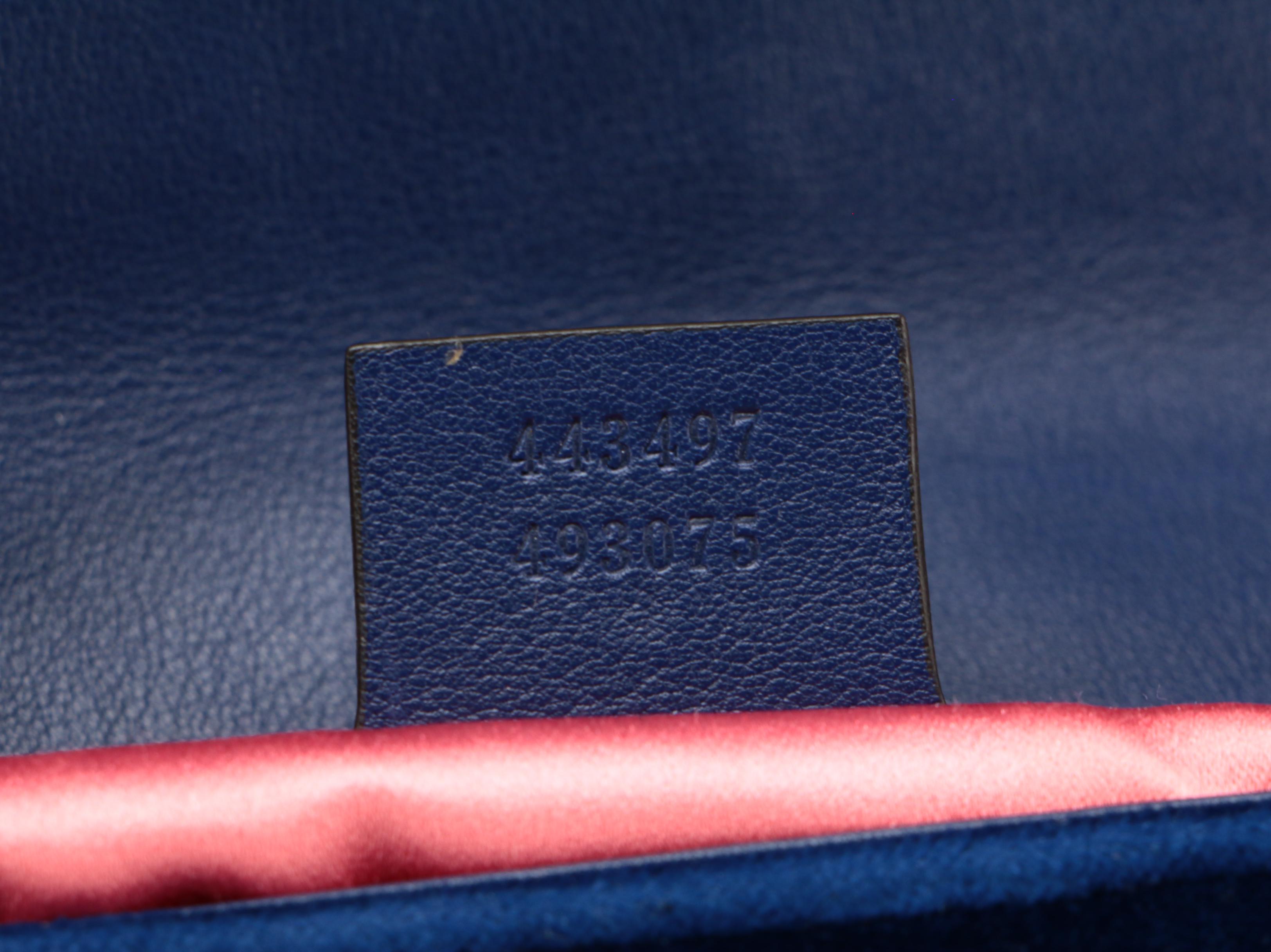 Gucci GG Marmont Shoulder Bag in Cobalt Blue Matelassé Velvet