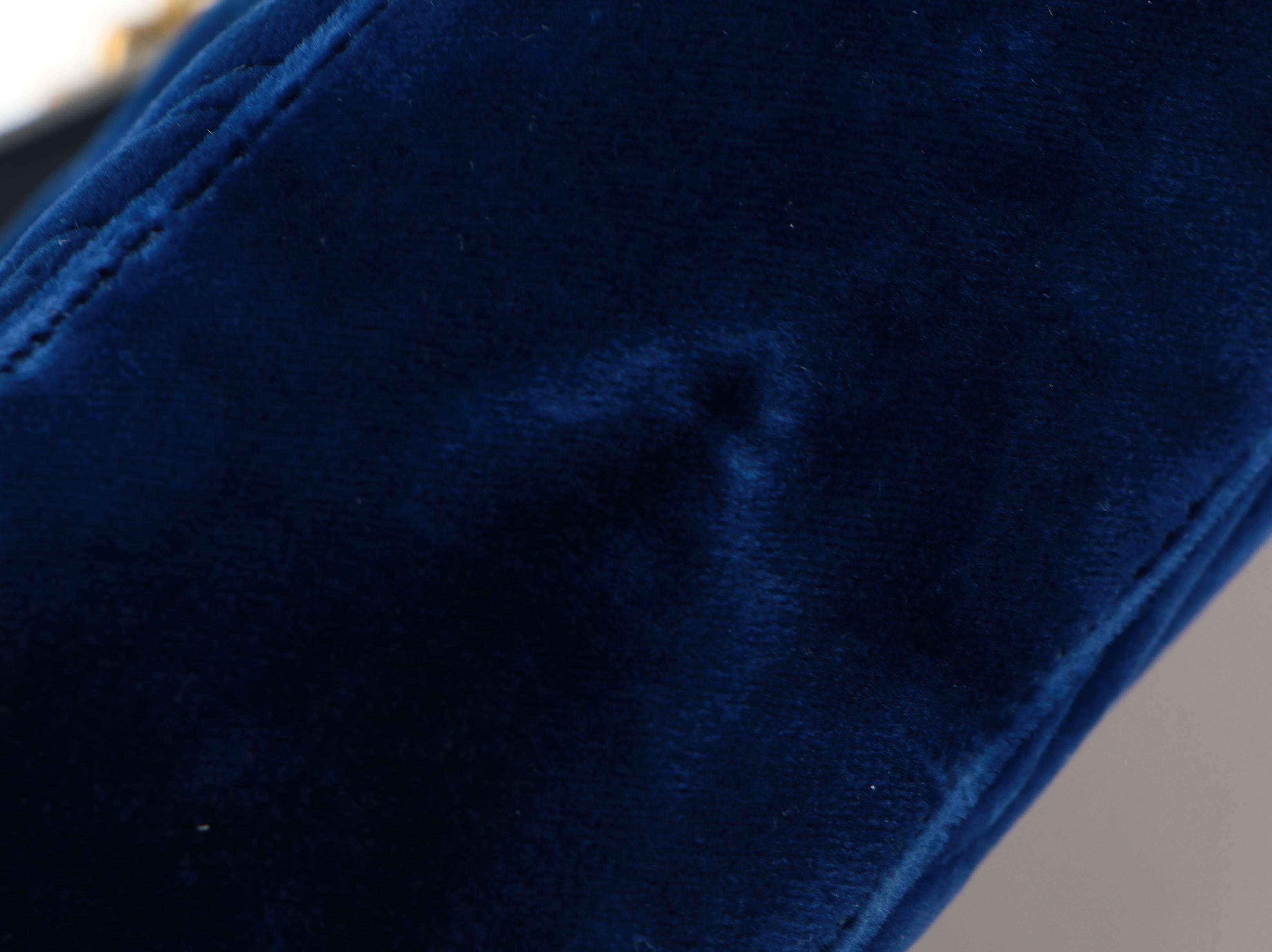 Gucci GG Marmont Shoulder Bag in Cobalt Blue Matelassé Velvet