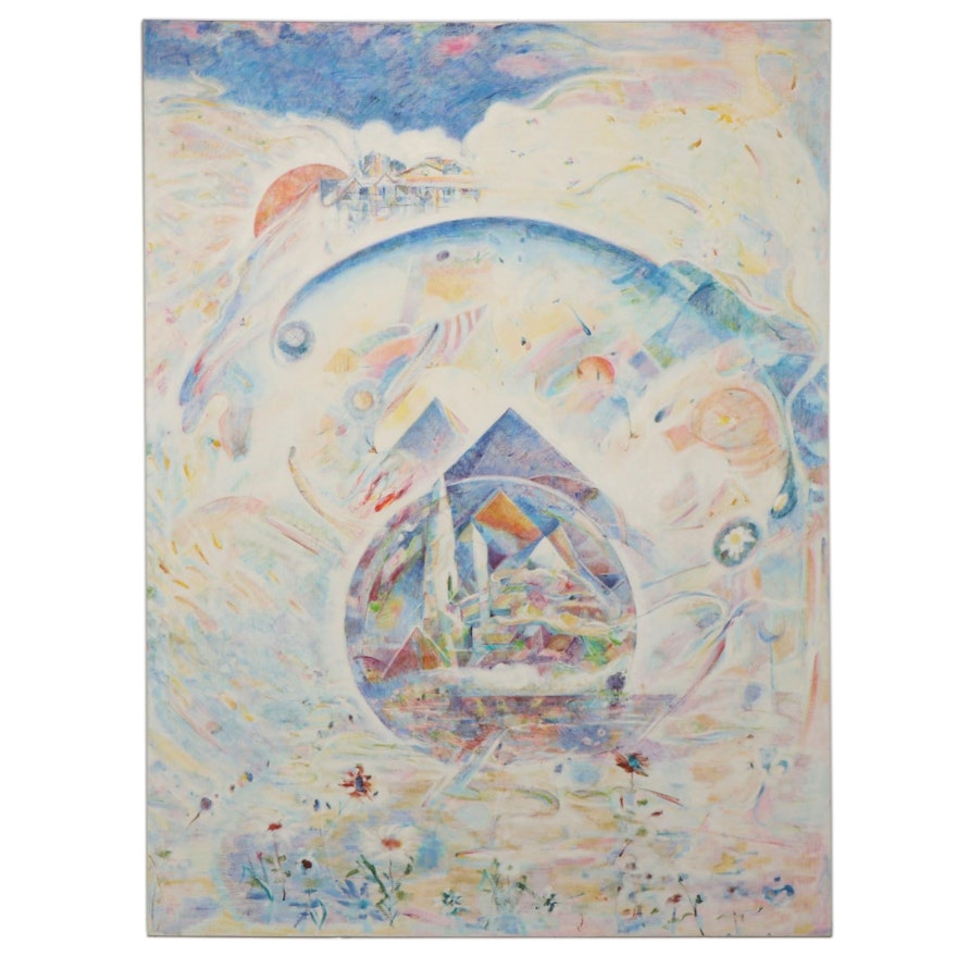Ronald D. Newman Monumental Oil Painting "Earth" From the "Elements" Suite, 1979