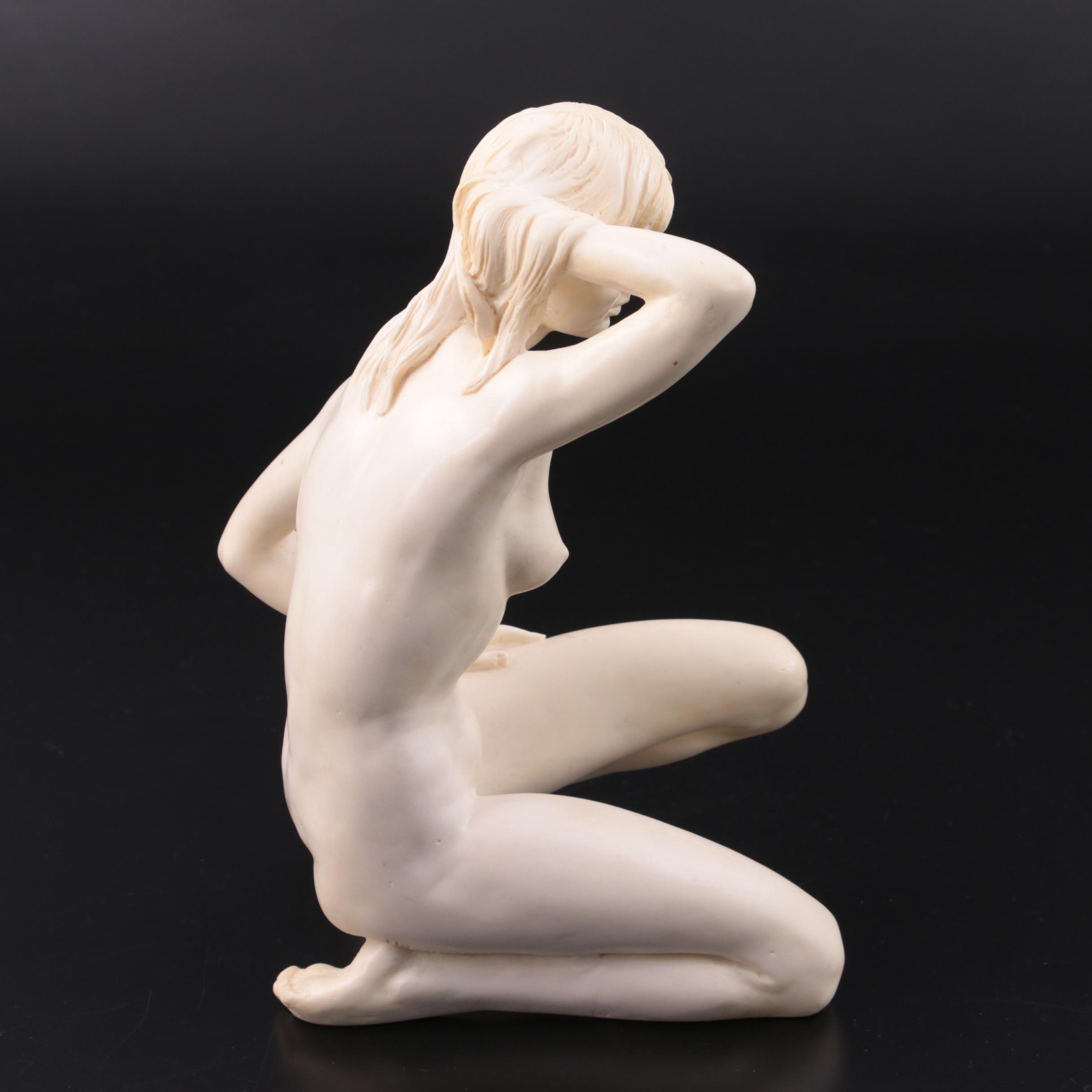 A. Santini Figurative Resin Sculpture of Kneeling Female Nude