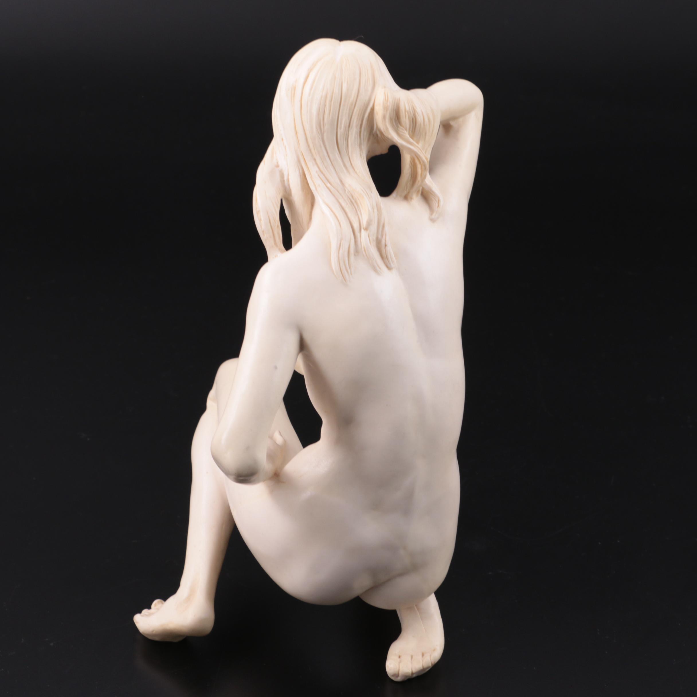 A. Santini Figurative Resin Sculpture of Kneeling Female Nude