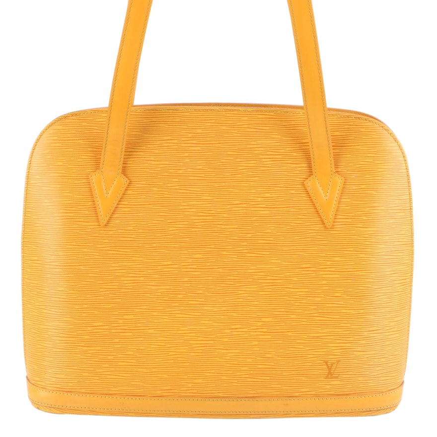 Louis Vuitton Lussac Shoulder Bag in Tassil Yellow Epi and Smooth Leather