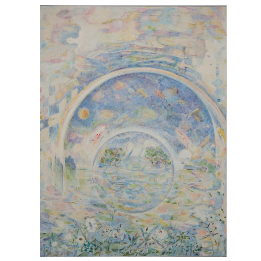 Ronald D. Newman Monumental Oil Painting "Water" From the "Elements" Suite, 1979