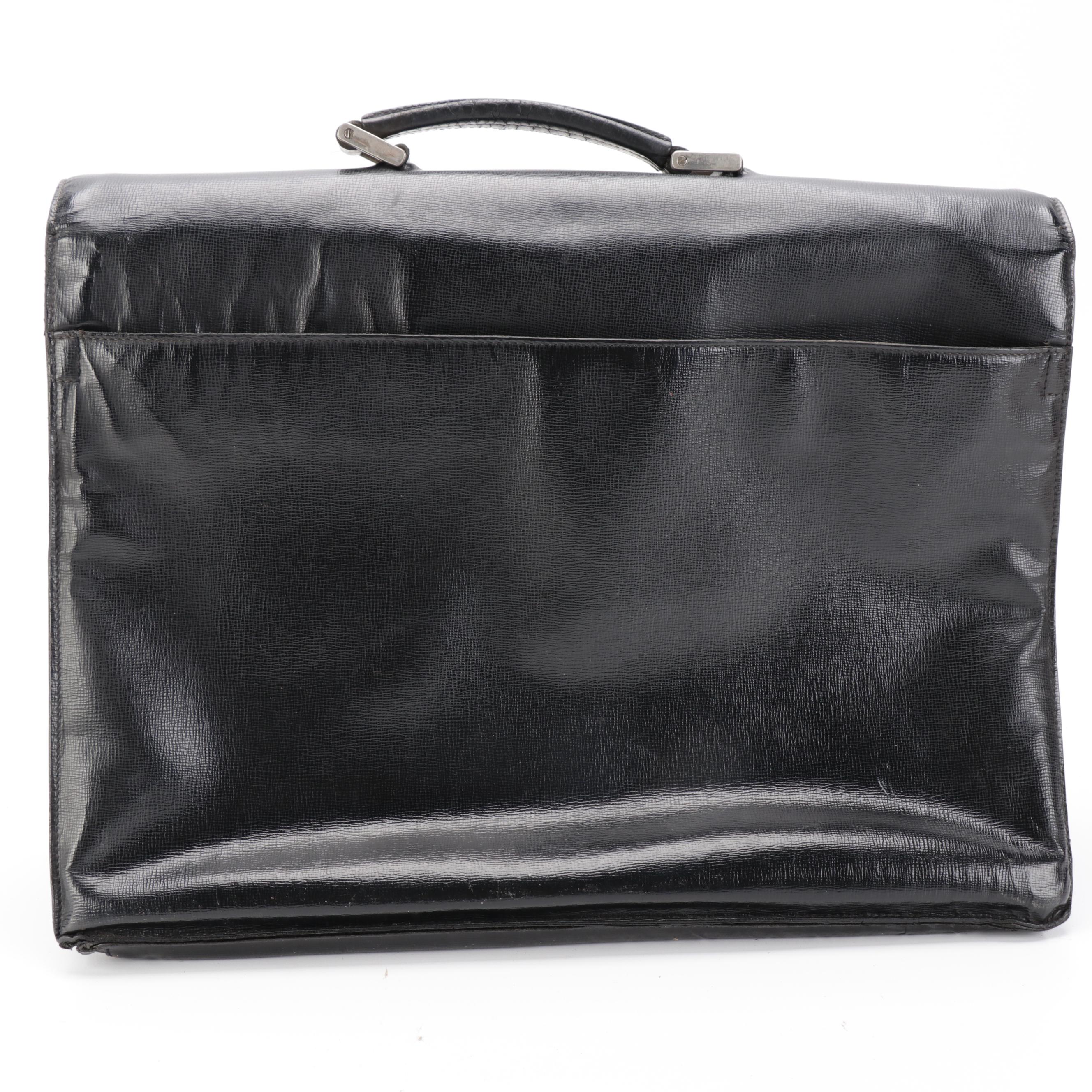 Prada Locking Briefcase in Black Saffiano Leather