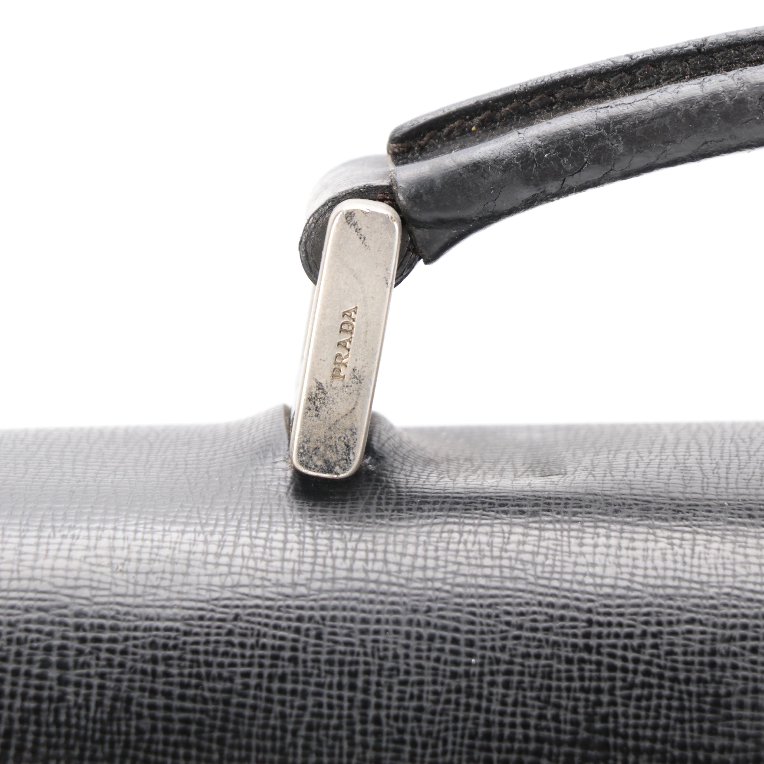 Prada Locking Briefcase in Black Saffiano Leather