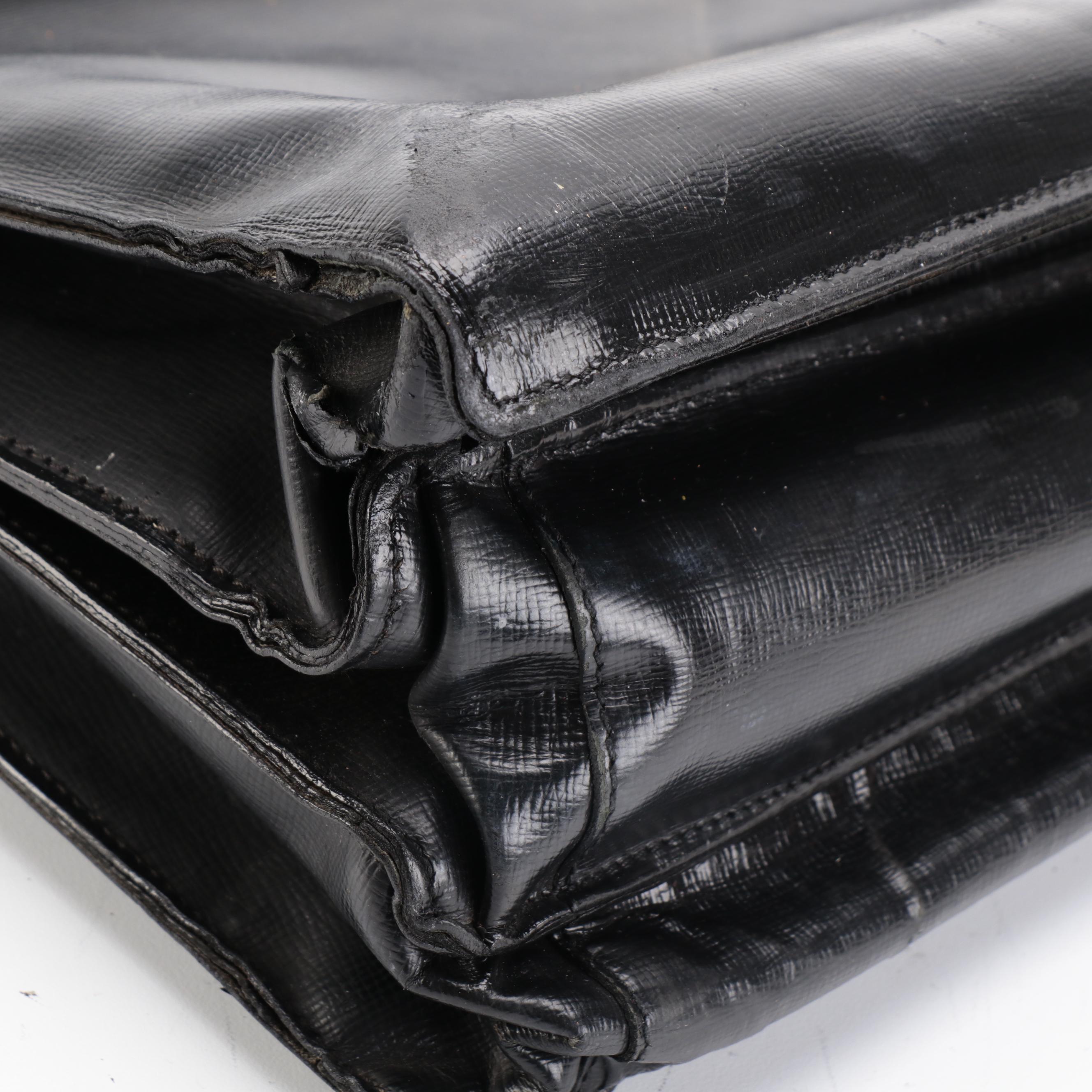 Prada Locking Briefcase in Black Saffiano Leather