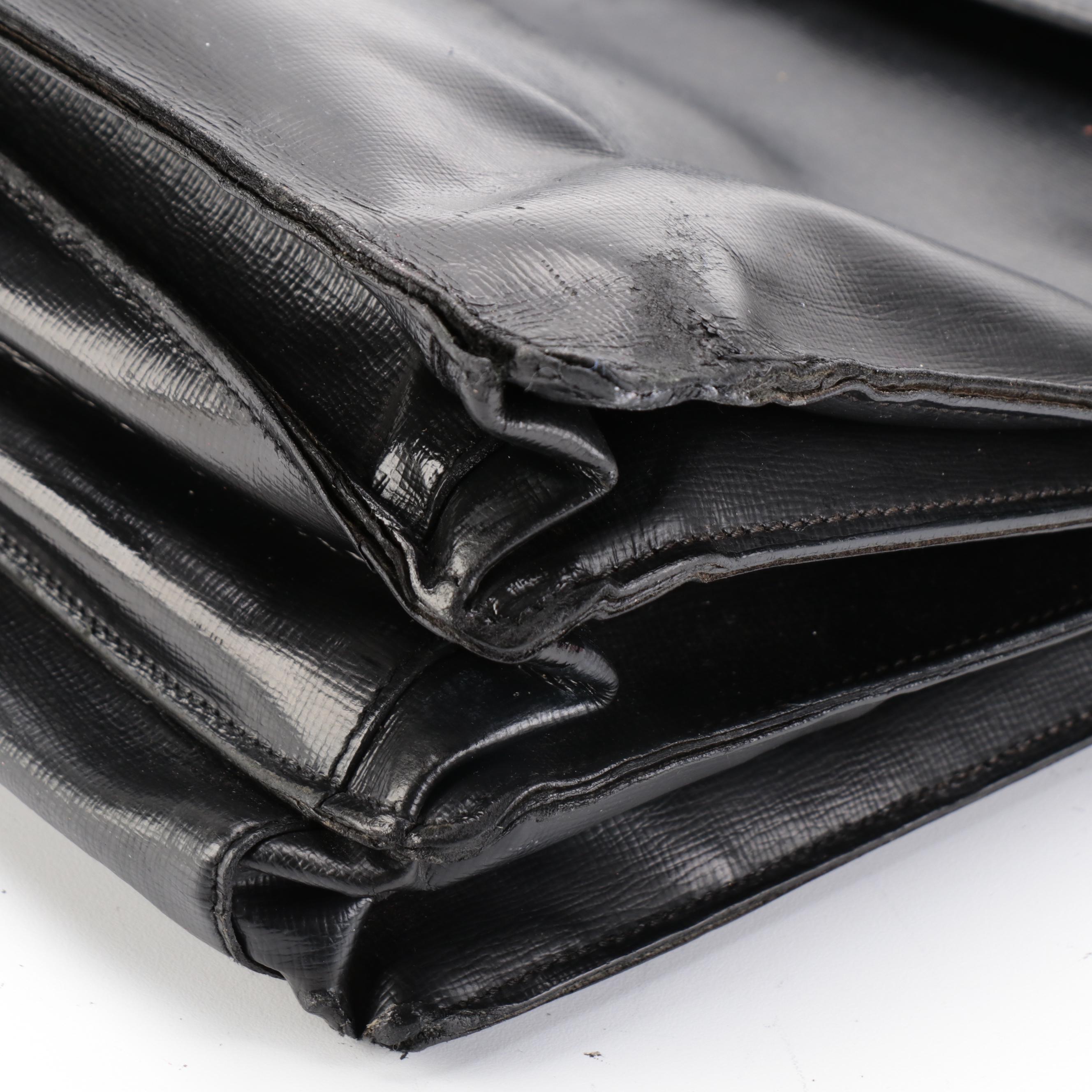 Prada Locking Briefcase in Black Saffiano Leather