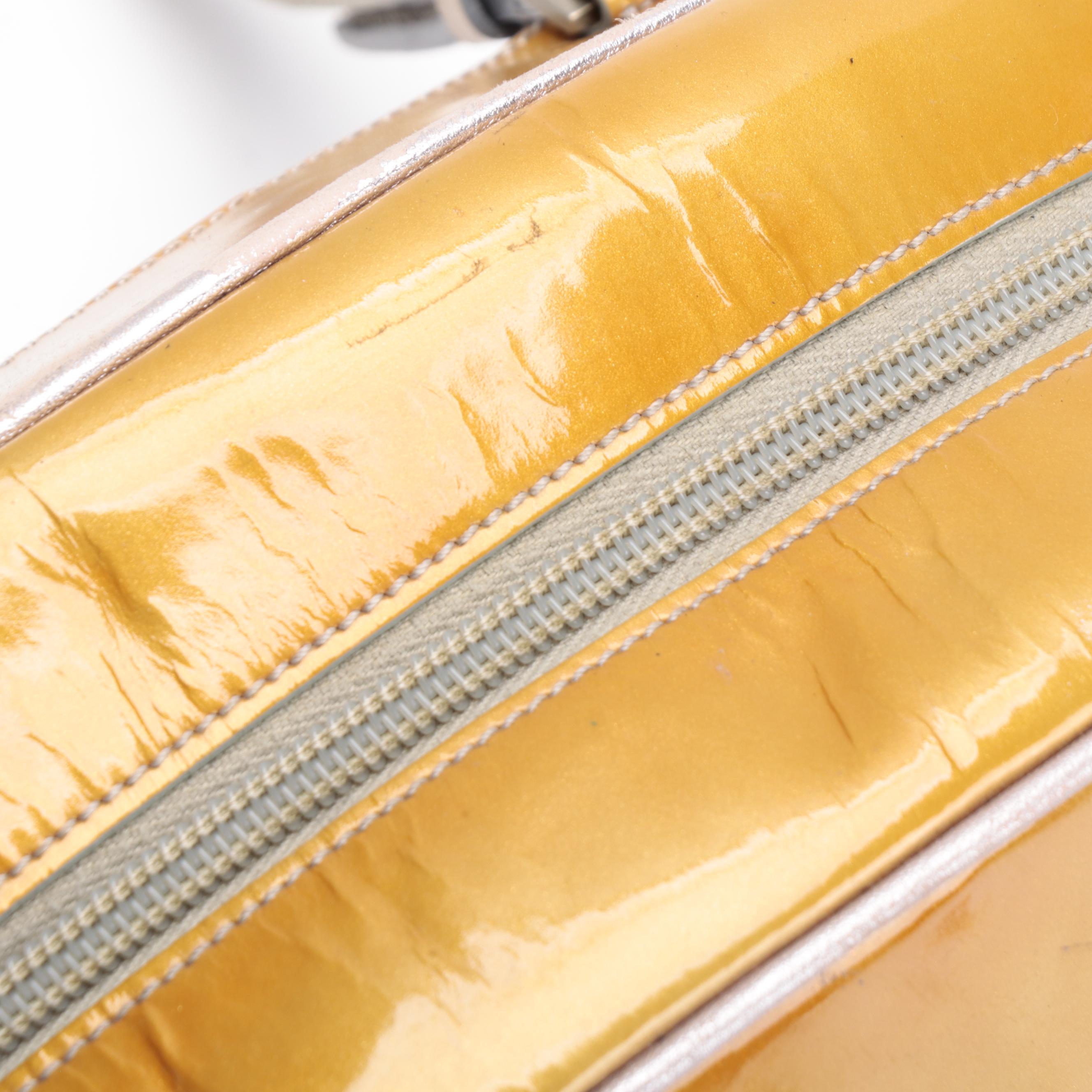 Prada Domed Handbag in Yellow Patent Leather and Light Purple Calfskin