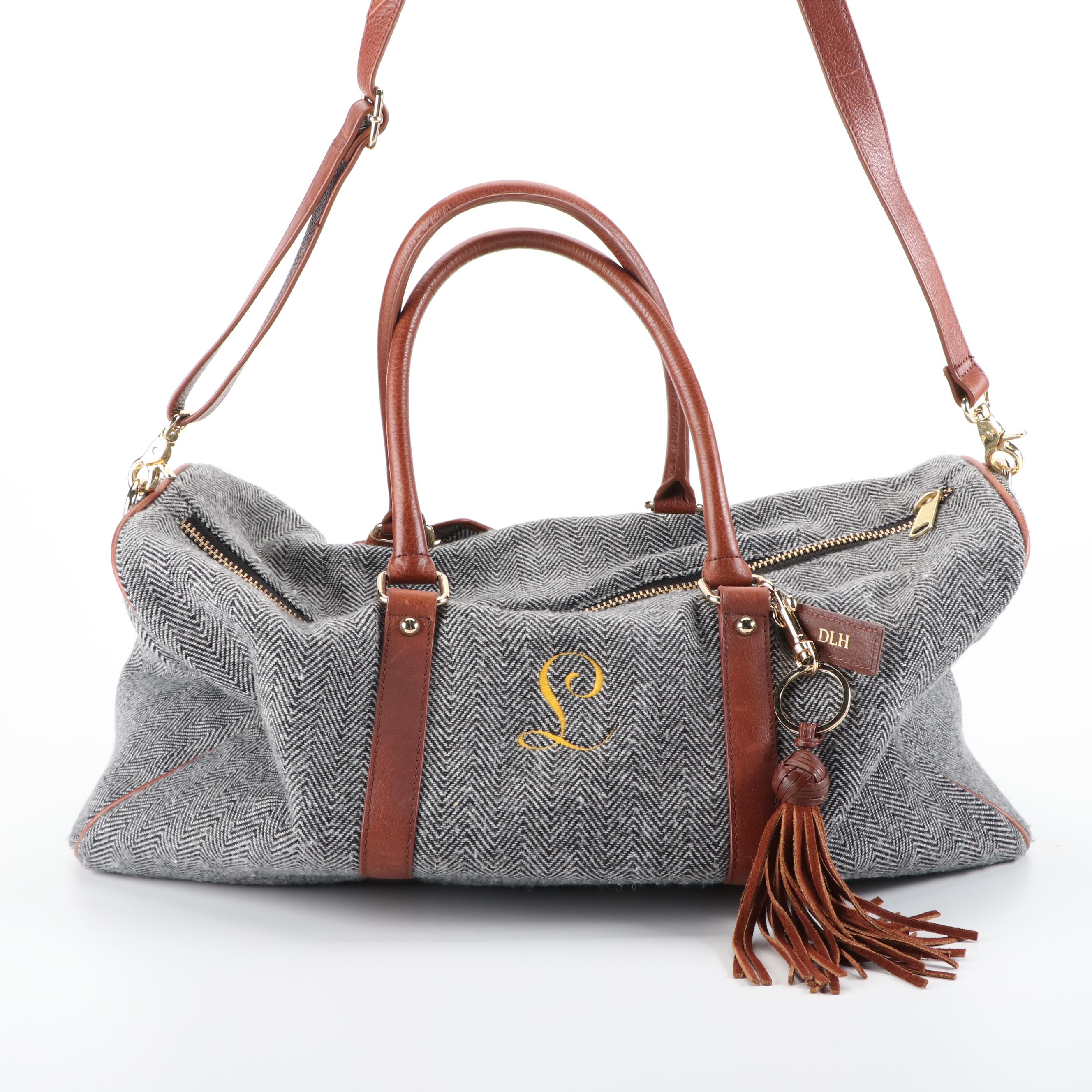 Mark & Graham Herringbone Duffel Bag and Toiletry Bag with Personalized Monogram