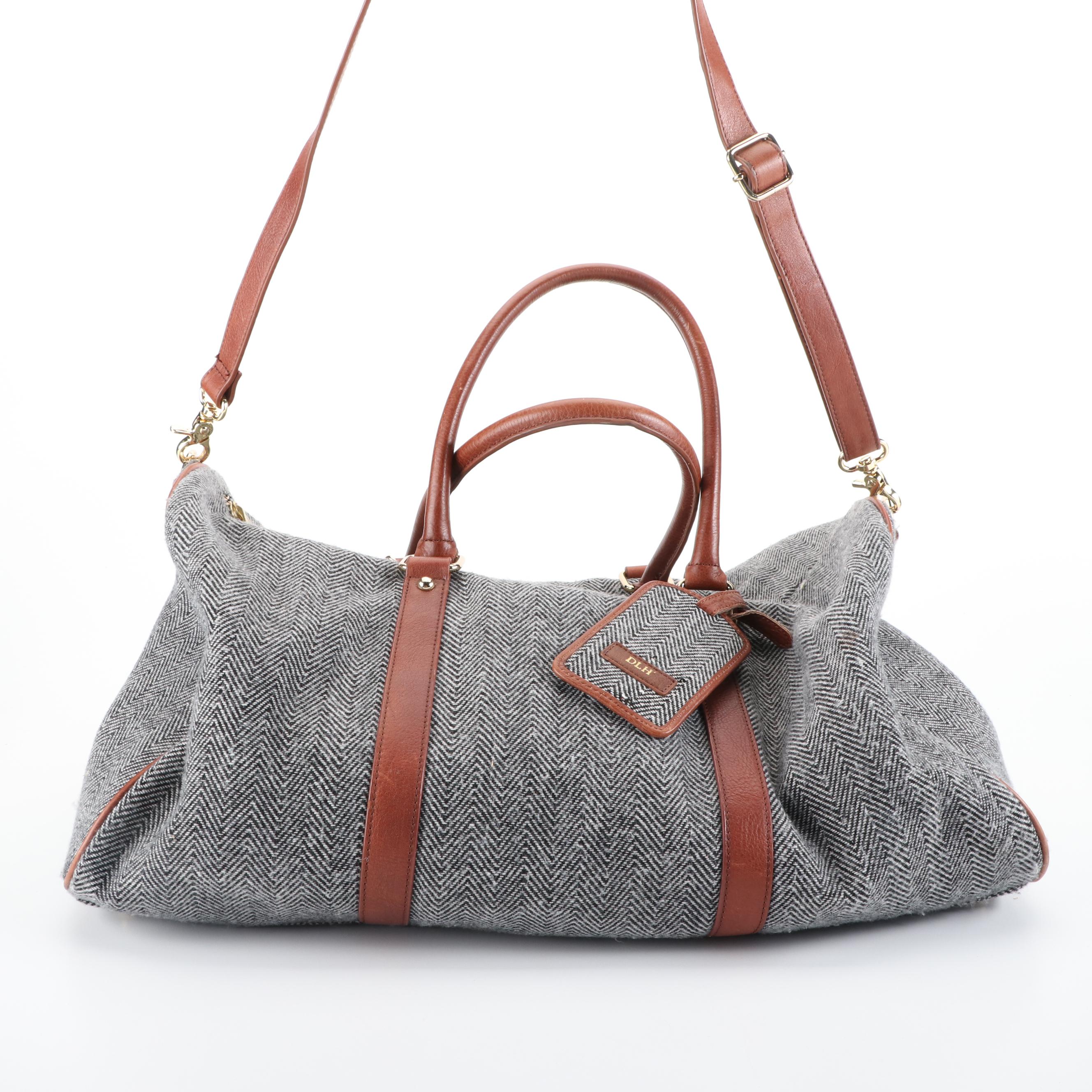 Mark & Graham Herringbone Duffel Bag and Toiletry Bag with Personalized Monogram