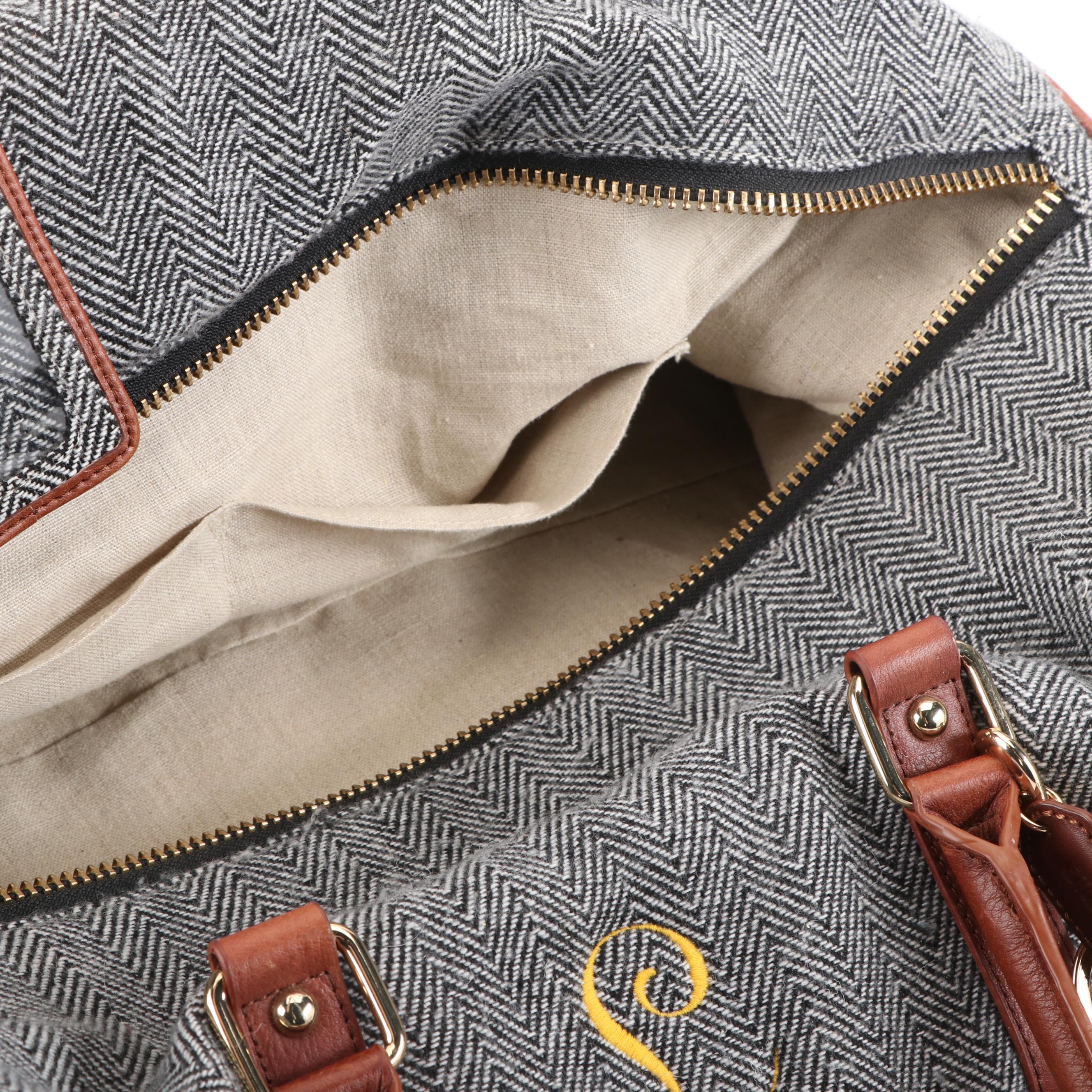 Mark & Graham Herringbone Duffel Bag and Toiletry Bag with Personalized Monogram