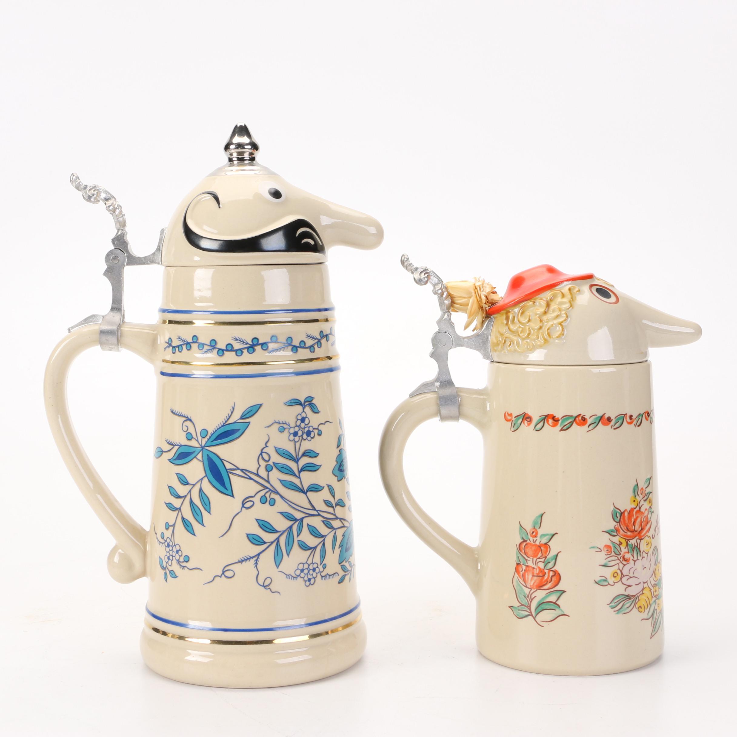 Webco Utica Club "Schultz","Dooley", and "The Countess" Figural  Beer Steins