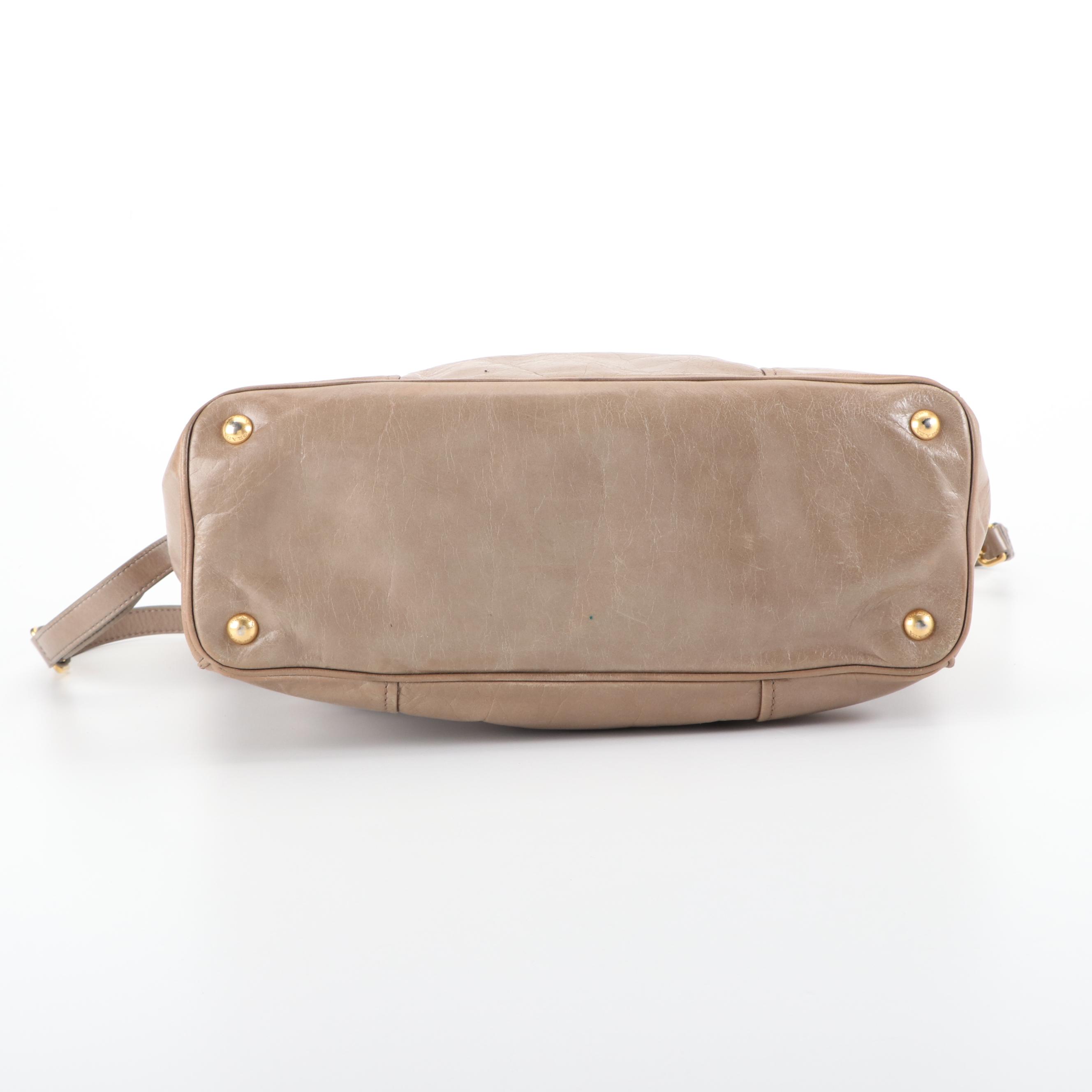 Prada Tote Bag in Textured Leather with Detachable Crossbody Strap