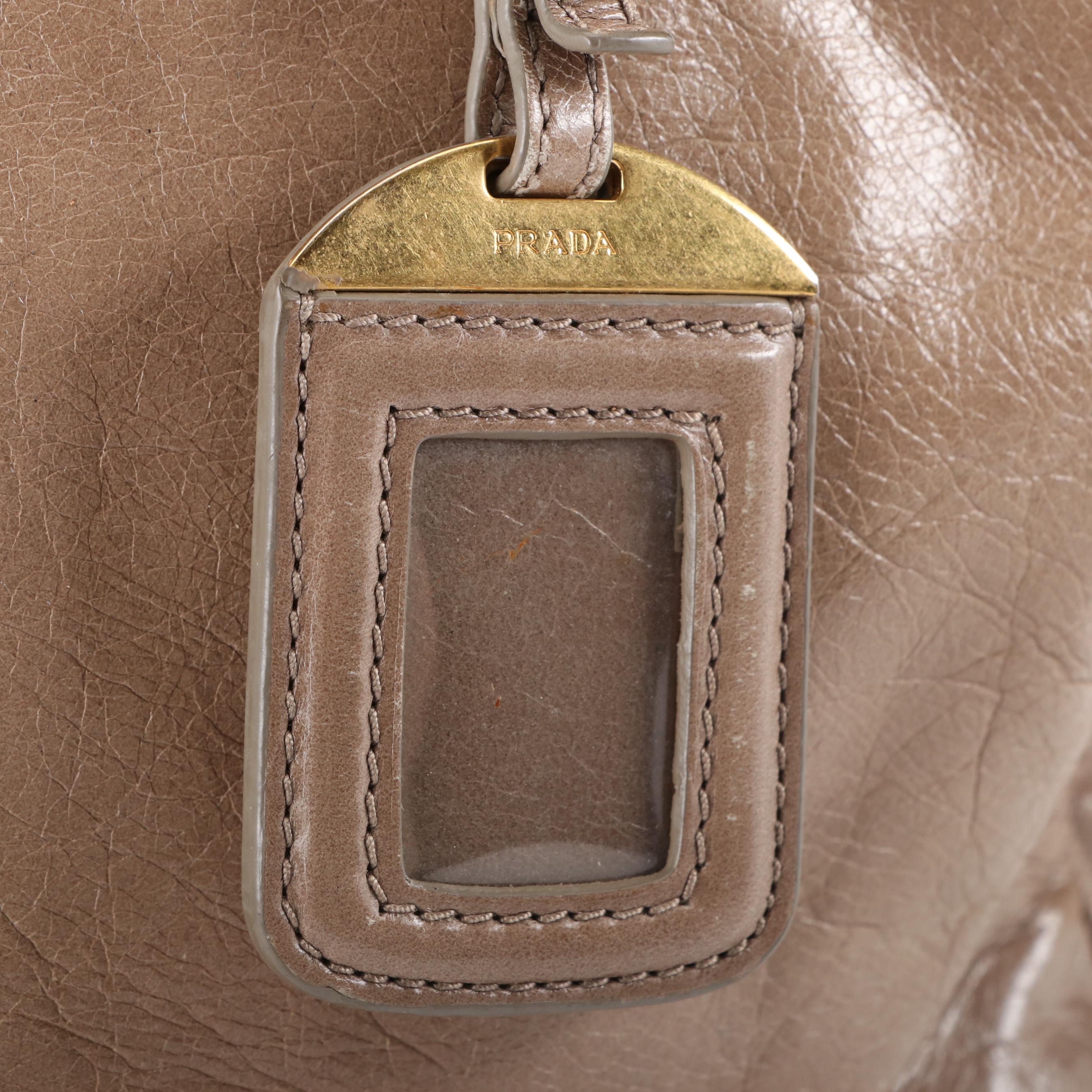 Prada Tote Bag in Textured Leather with Detachable Crossbody Strap