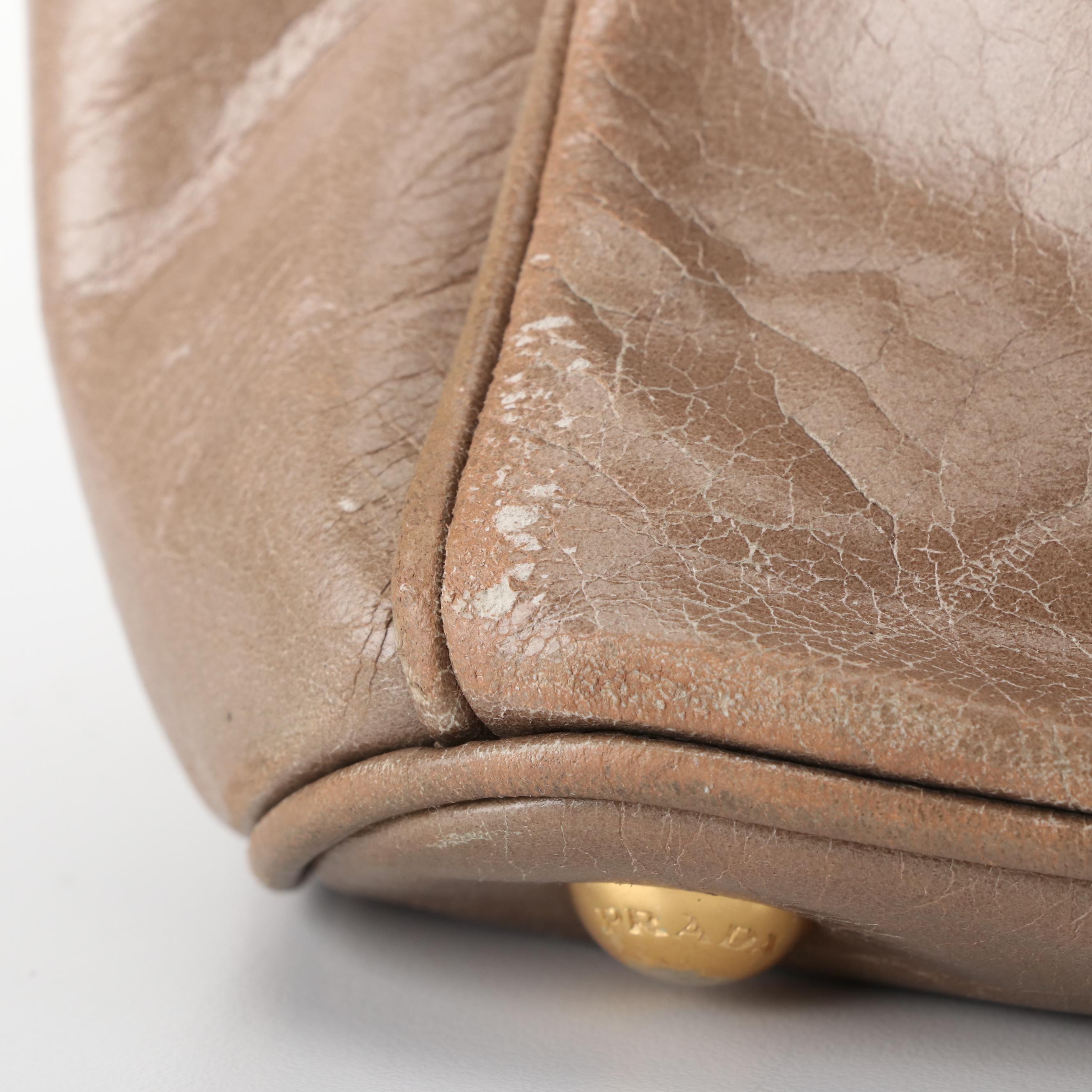 Prada Tote Bag in Textured Leather with Detachable Crossbody Strap