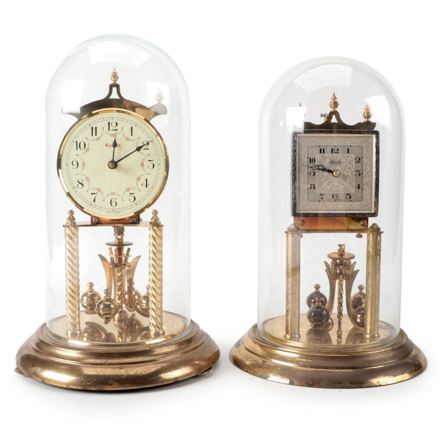 Kundo Glass Domed Anniversary Clocks, Mid to Late 20th Century