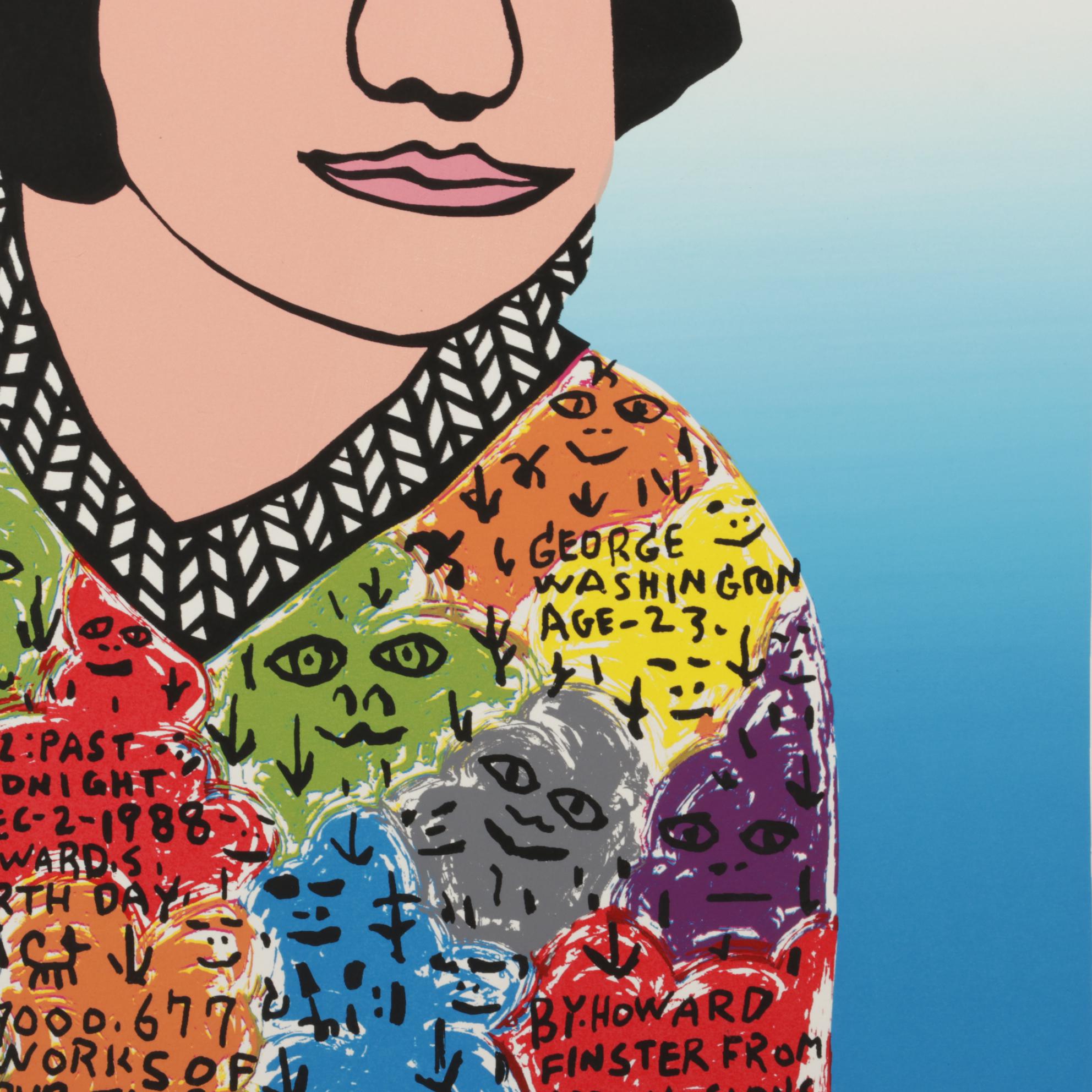 Howard Finster Folk Art Serigraph "Young George," Circa 1988