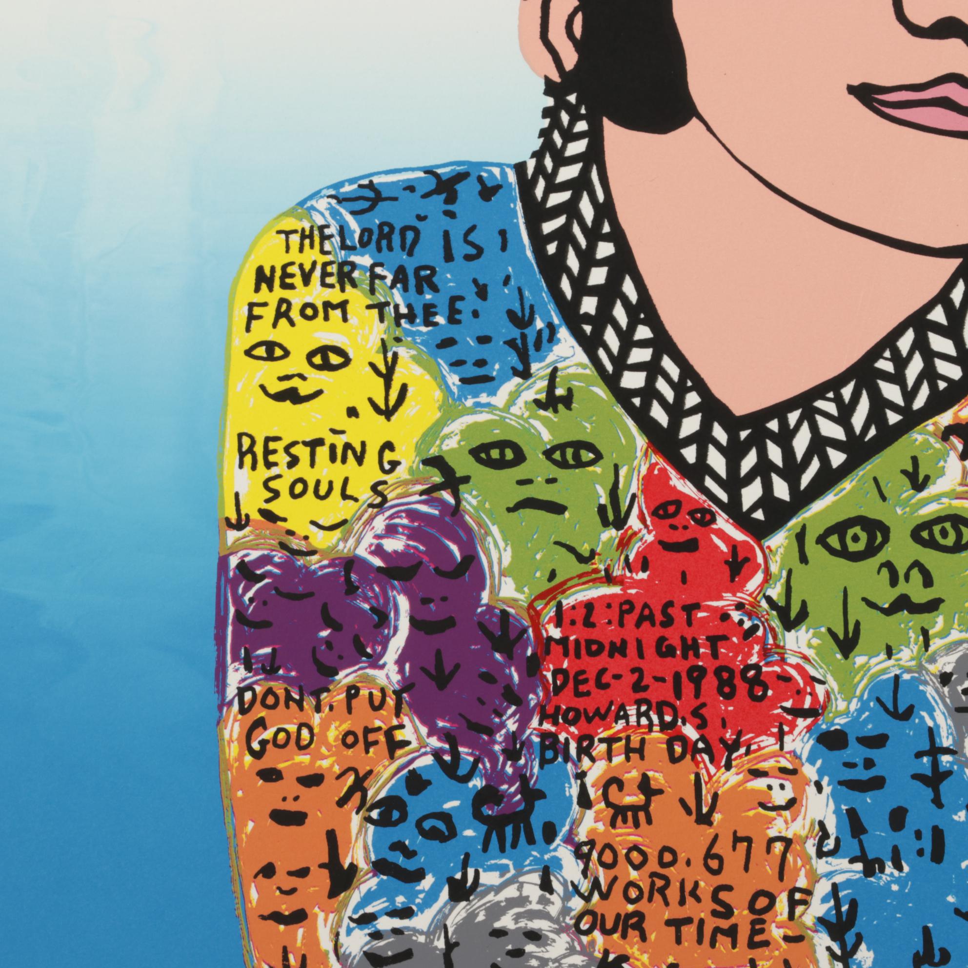 Howard Finster Folk Art Serigraph "Young George," Circa 1988