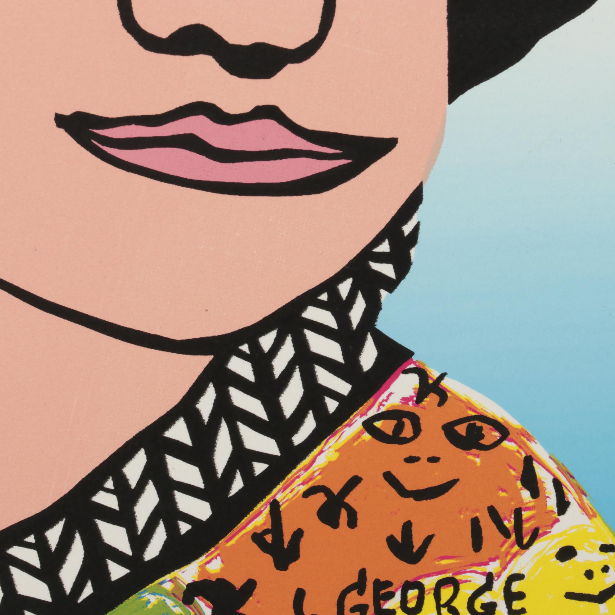 Howard Finster Folk Art Serigraph "Young George," Circa 1988