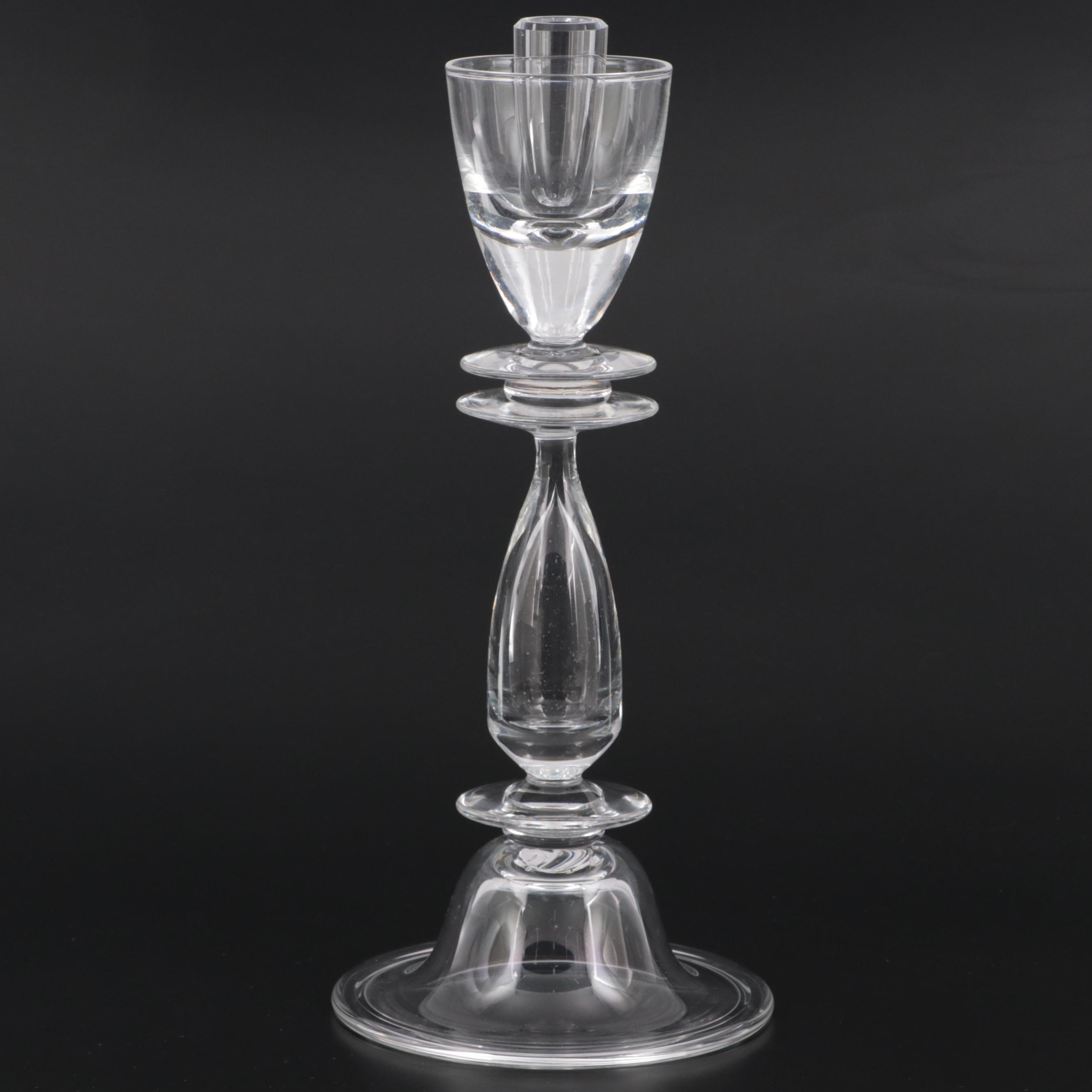 Peter Yenawine Steuben Glass Double Disk Candlestick