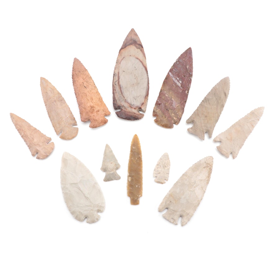 Native American Corner Notched and Dovetail Serrated Projectile Points