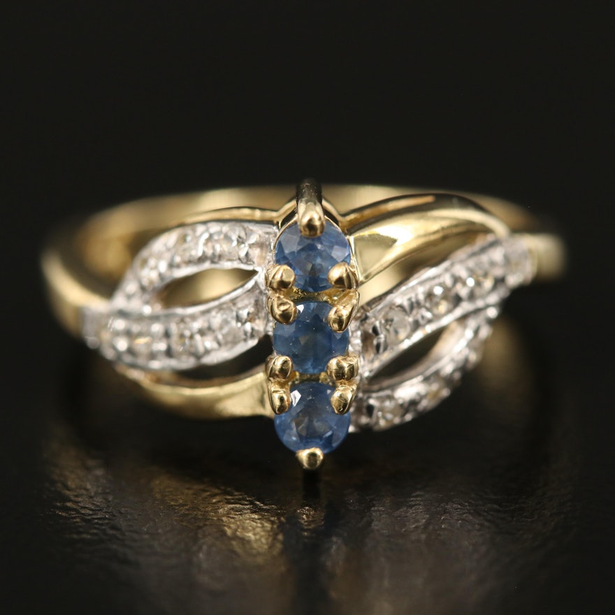 Sterling Silver Sapphire and White Zircon Ring