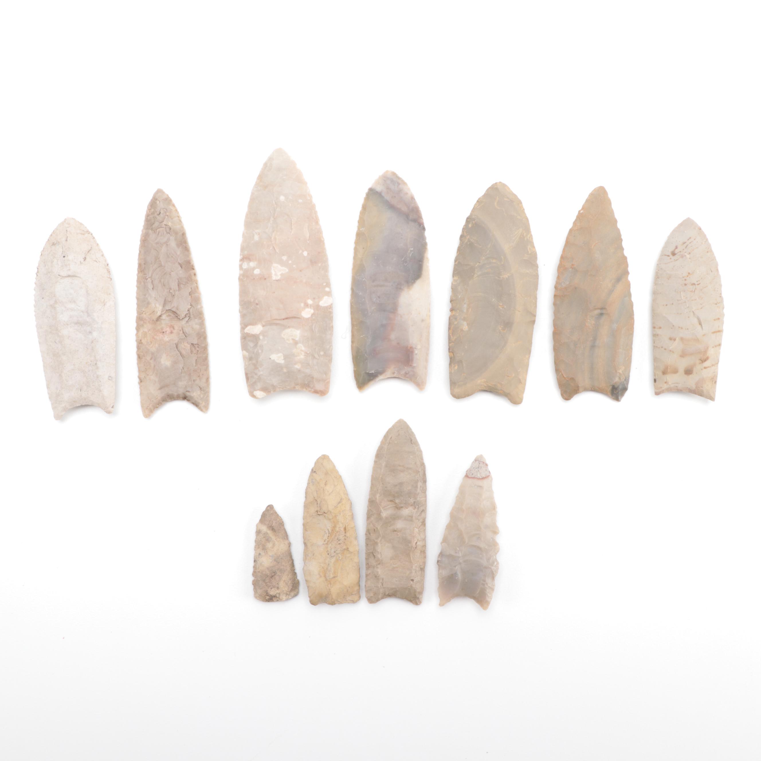 Native American Lanceolate Projectile Points Including Reproductions