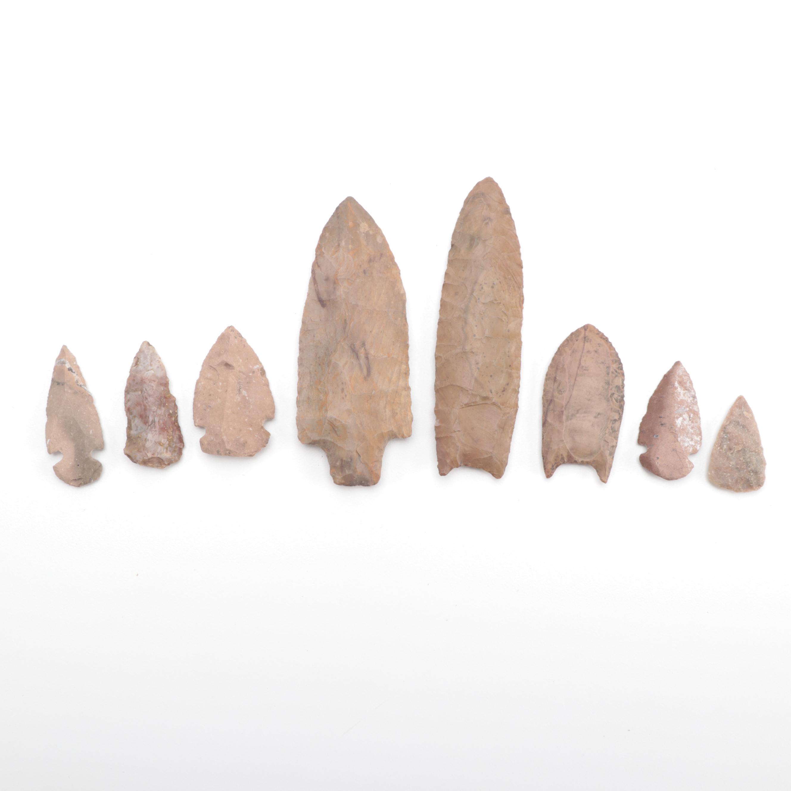 Native American Lanceolate Projectile Points Including Reproductions