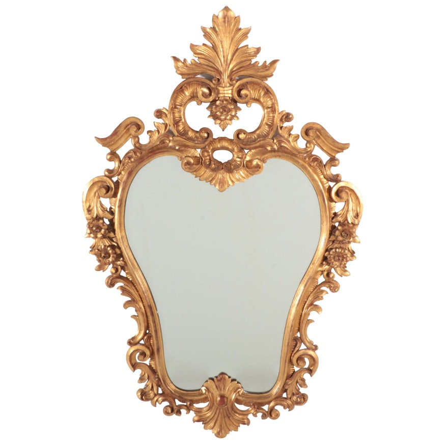 Rococo Revival Style Giltwood and Composition Foliate Wall Mirror