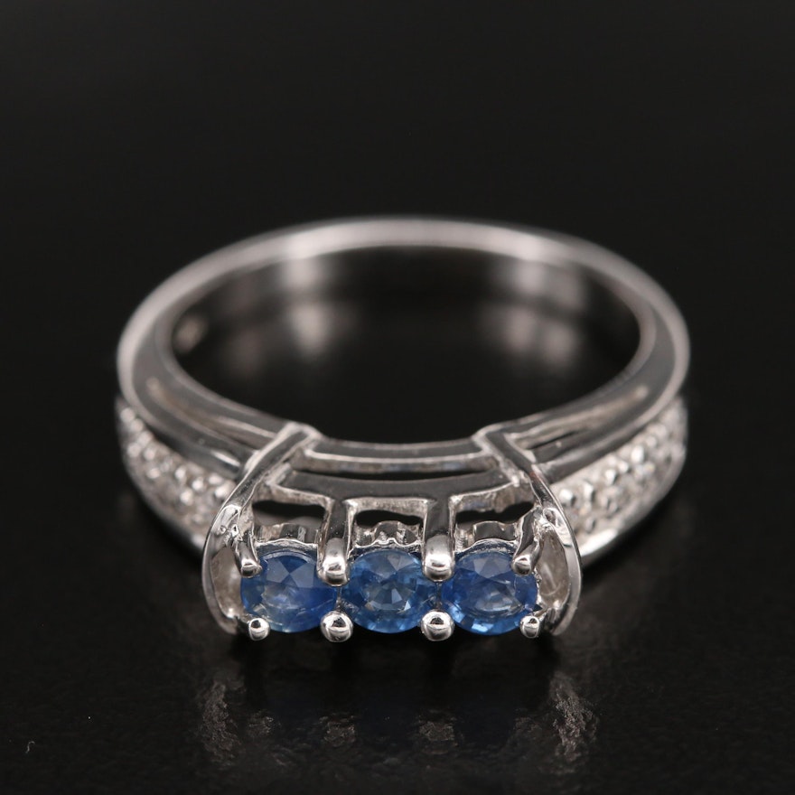 Sterling Sapphire and Zircon Ring