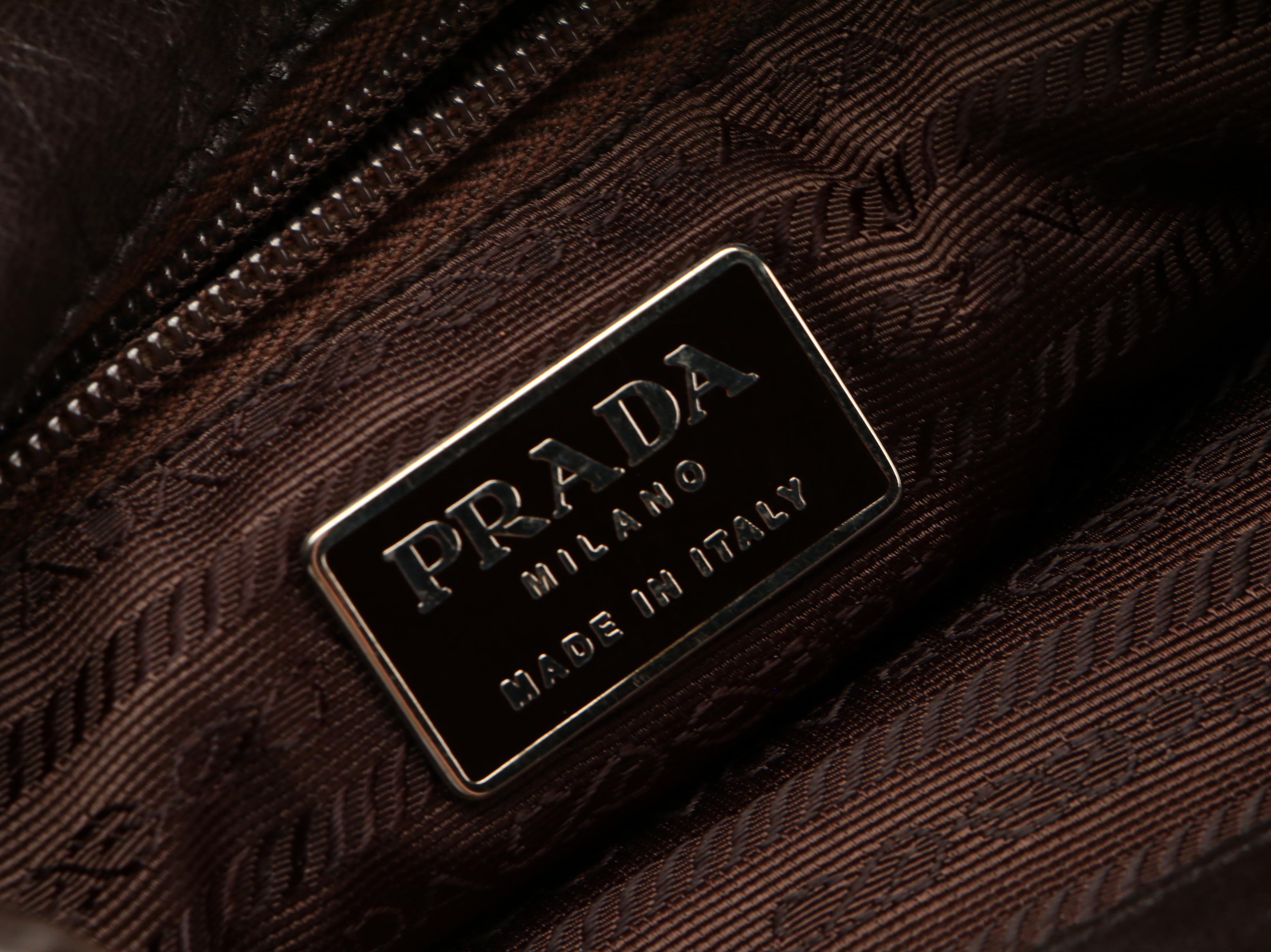 Prada Shoulder Bag in Green Tessuto Nylon and Brown Leather