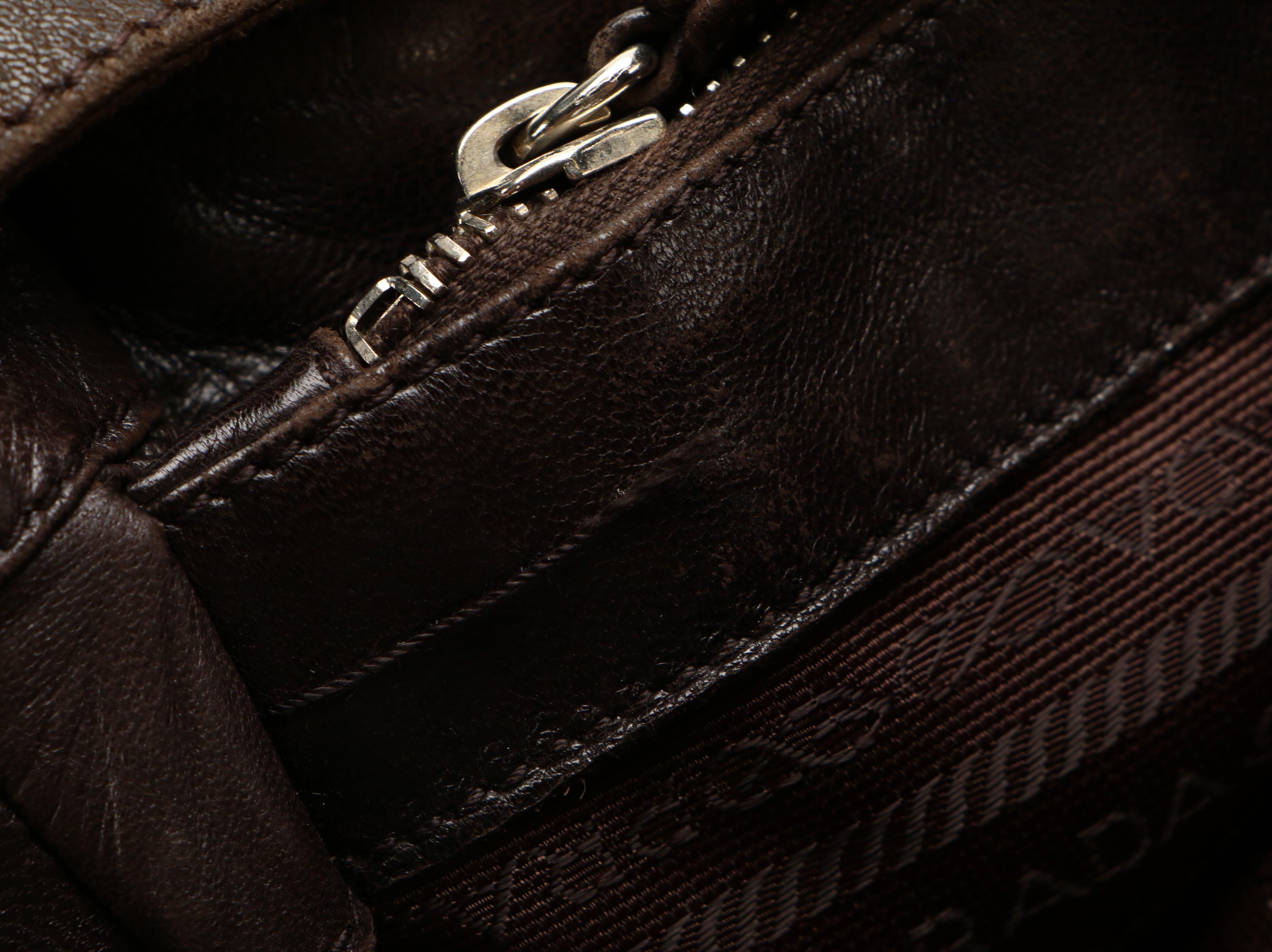 Prada Shoulder Bag in Green Tessuto Nylon and Brown Leather