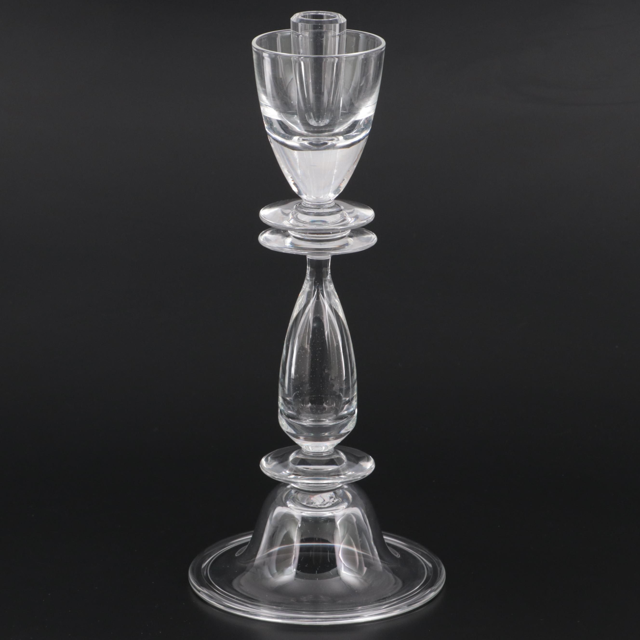 Peter Yenawine Steuben Glass Double Disk Candlestick
