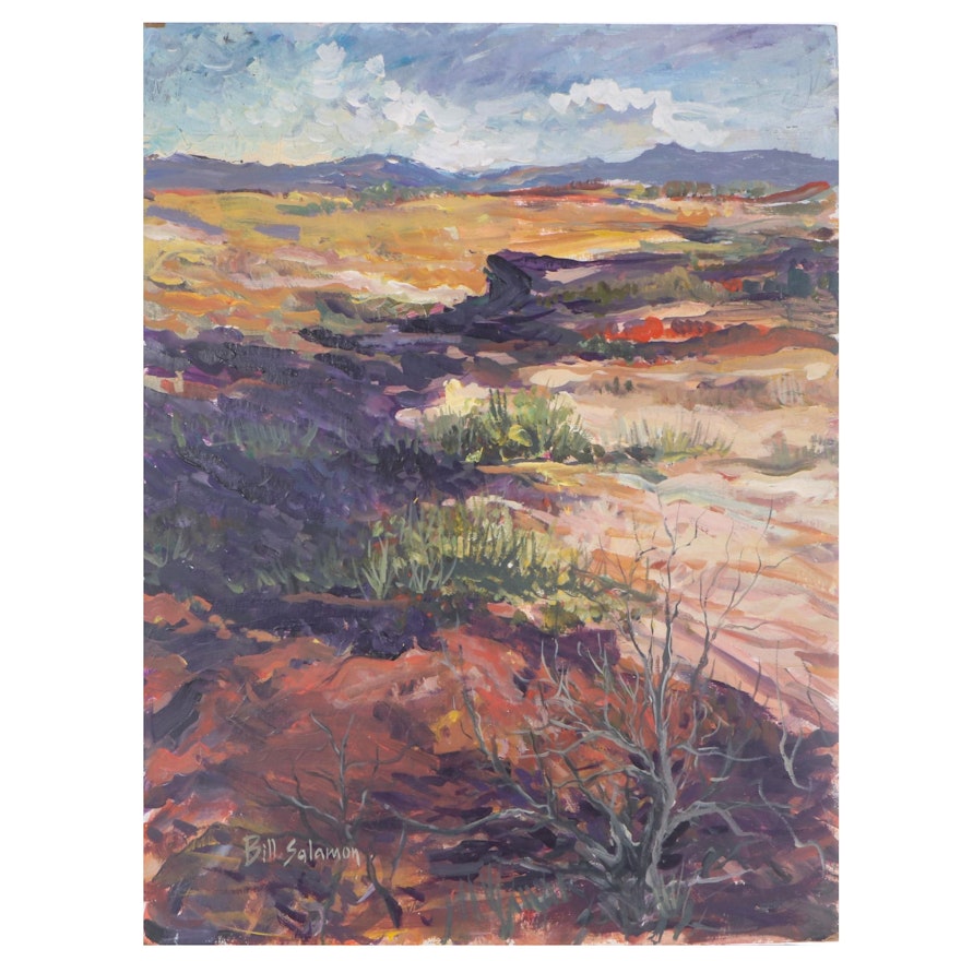 Bill Salamon Acrylic Painting "Purple Desert"