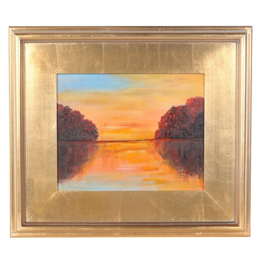 Sanna Landscape Oil Painting "Reflections," 2021
