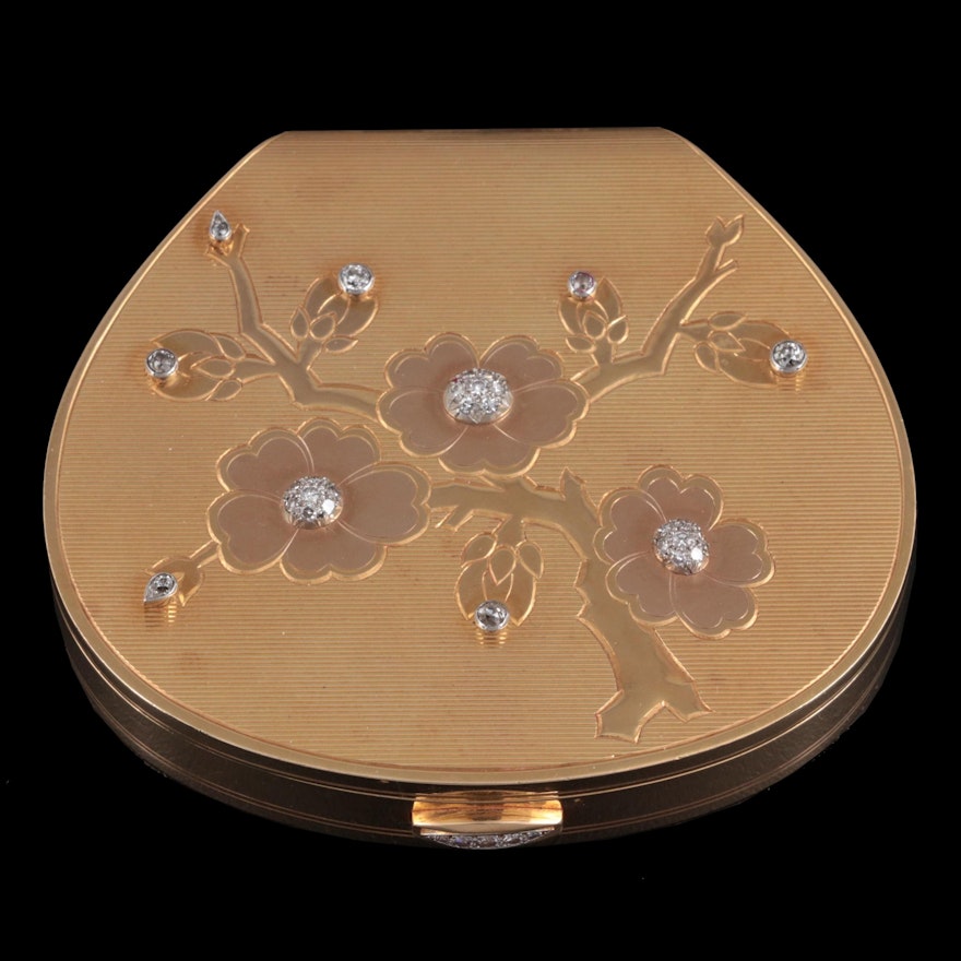 Cartier 18K Yellow Gold and 0.92 CTW Diamond Compact with Platinum Accents, 1952
