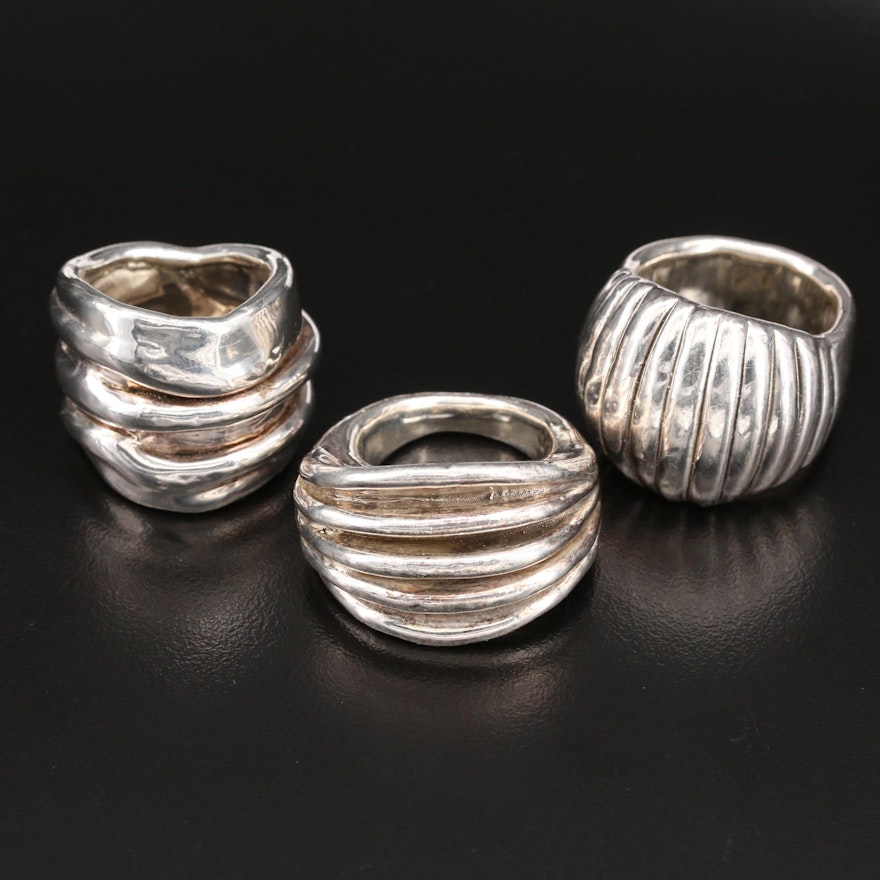 Sterling Silver Scalloped and Fluted Rings